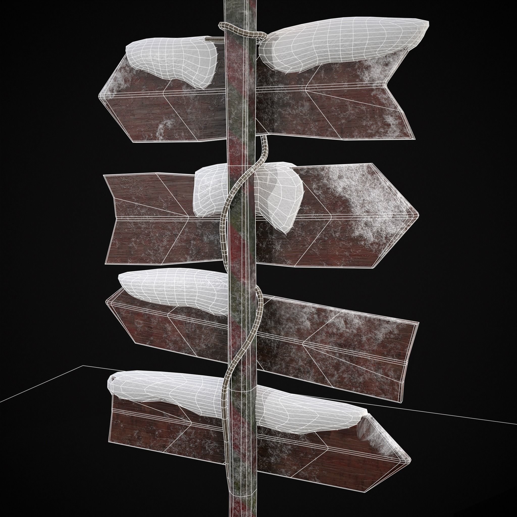 Santas Village Directional Post Low-poly 3D model_10
