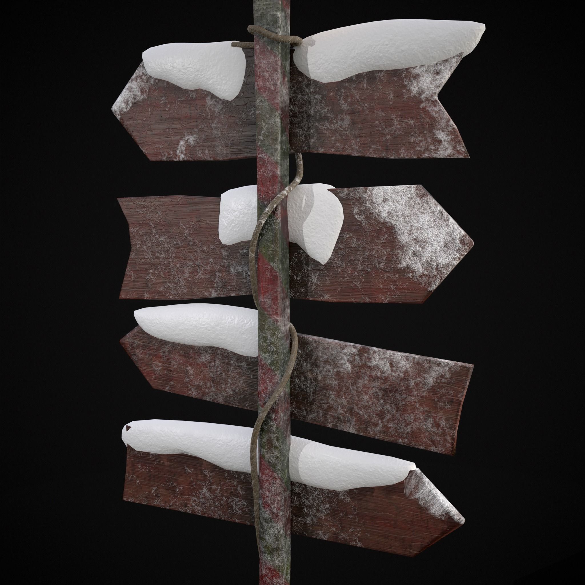 Santas Village Directional Post Low-poly 3D model_9