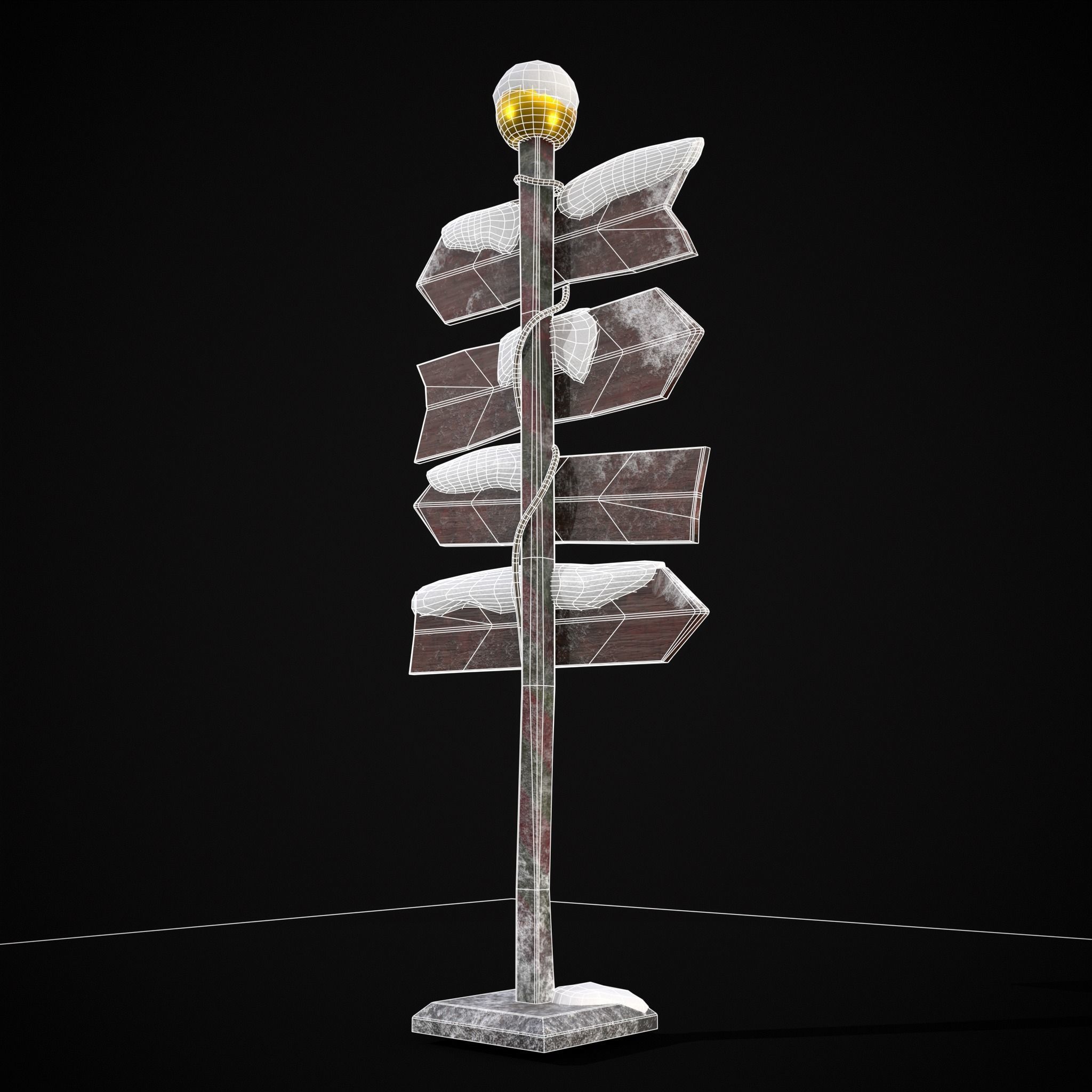 Santas Village Directional Post Low-poly 3D model_18