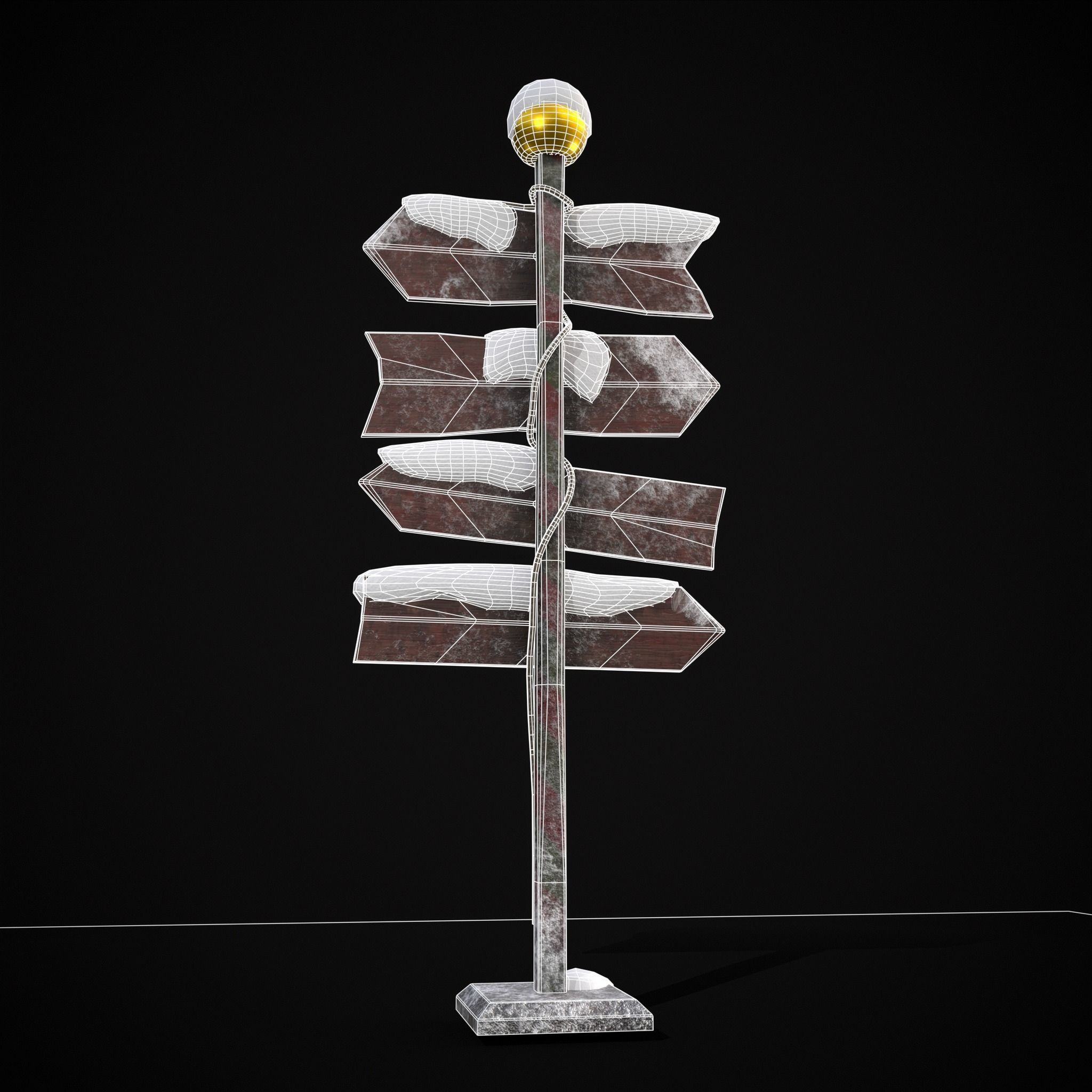 Santas Village Directional Post Low-poly 3D model_8