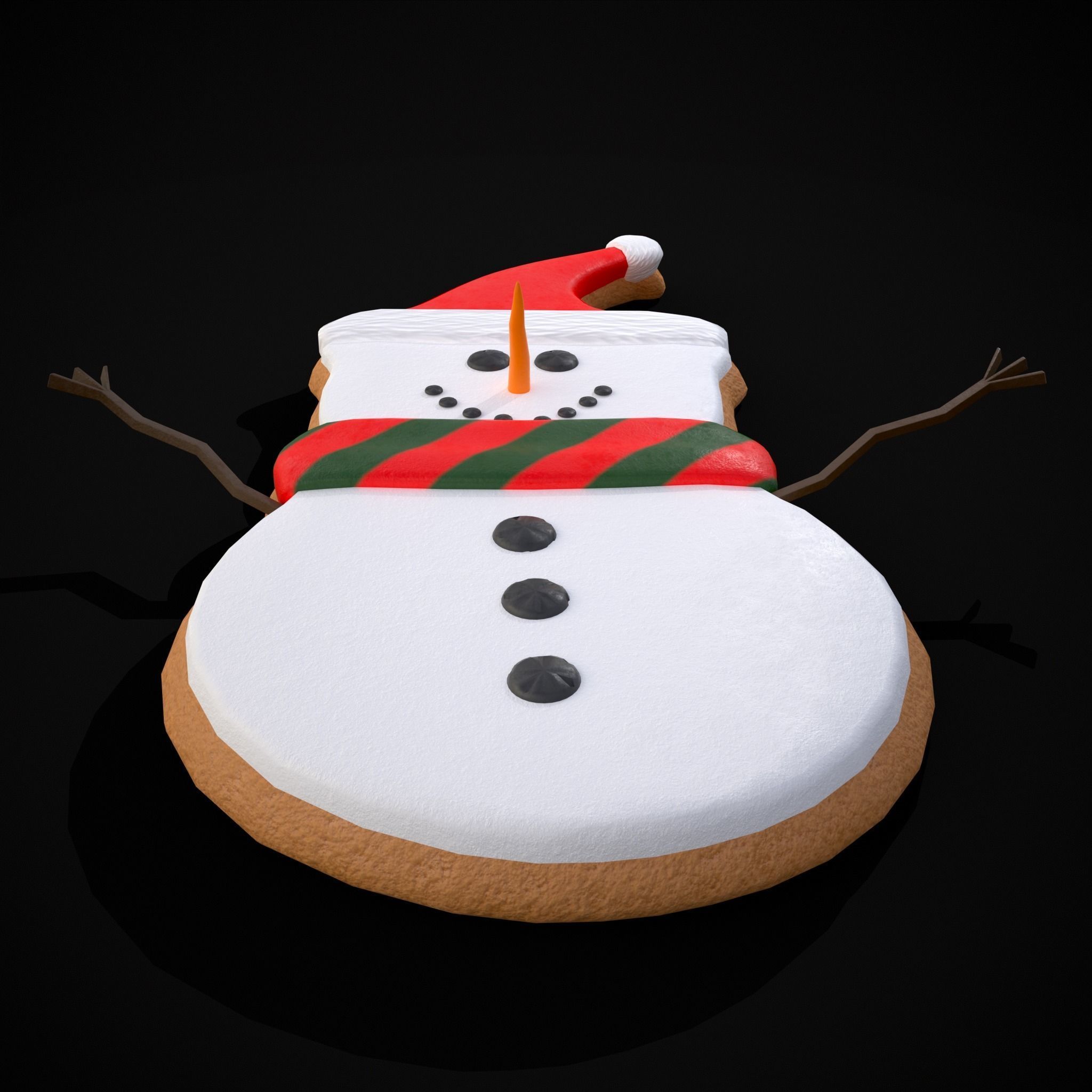 Adorable Snowman Christmas Cookie Low-poly 3D model_17