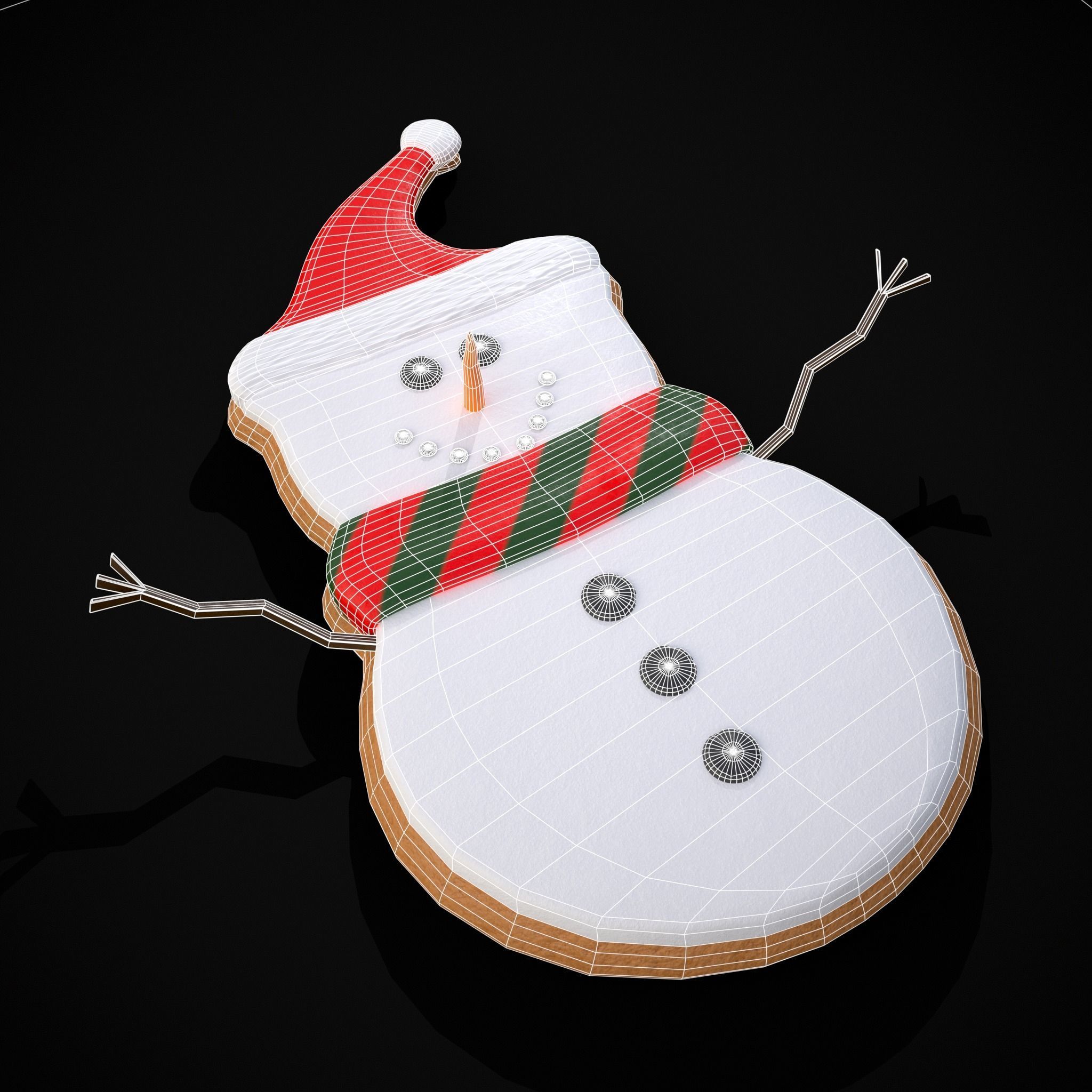 Adorable Snowman Christmas Cookie Low-poly 3D model_2