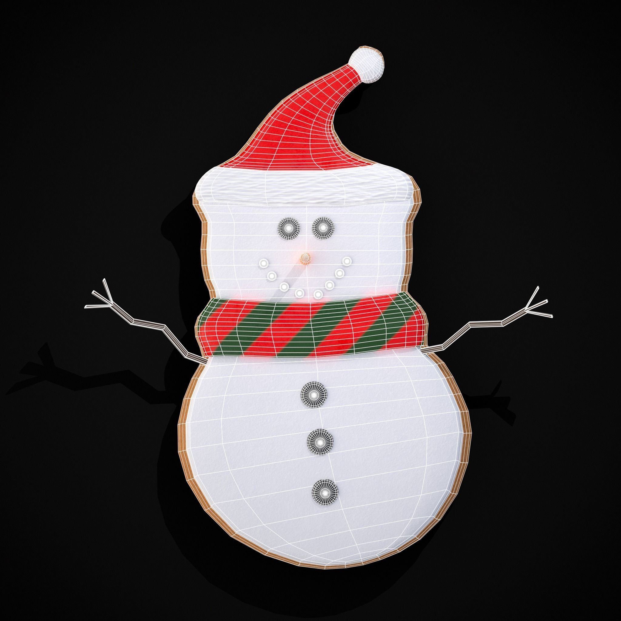 Adorable Snowman Christmas Cookie Low-poly 3D model_4