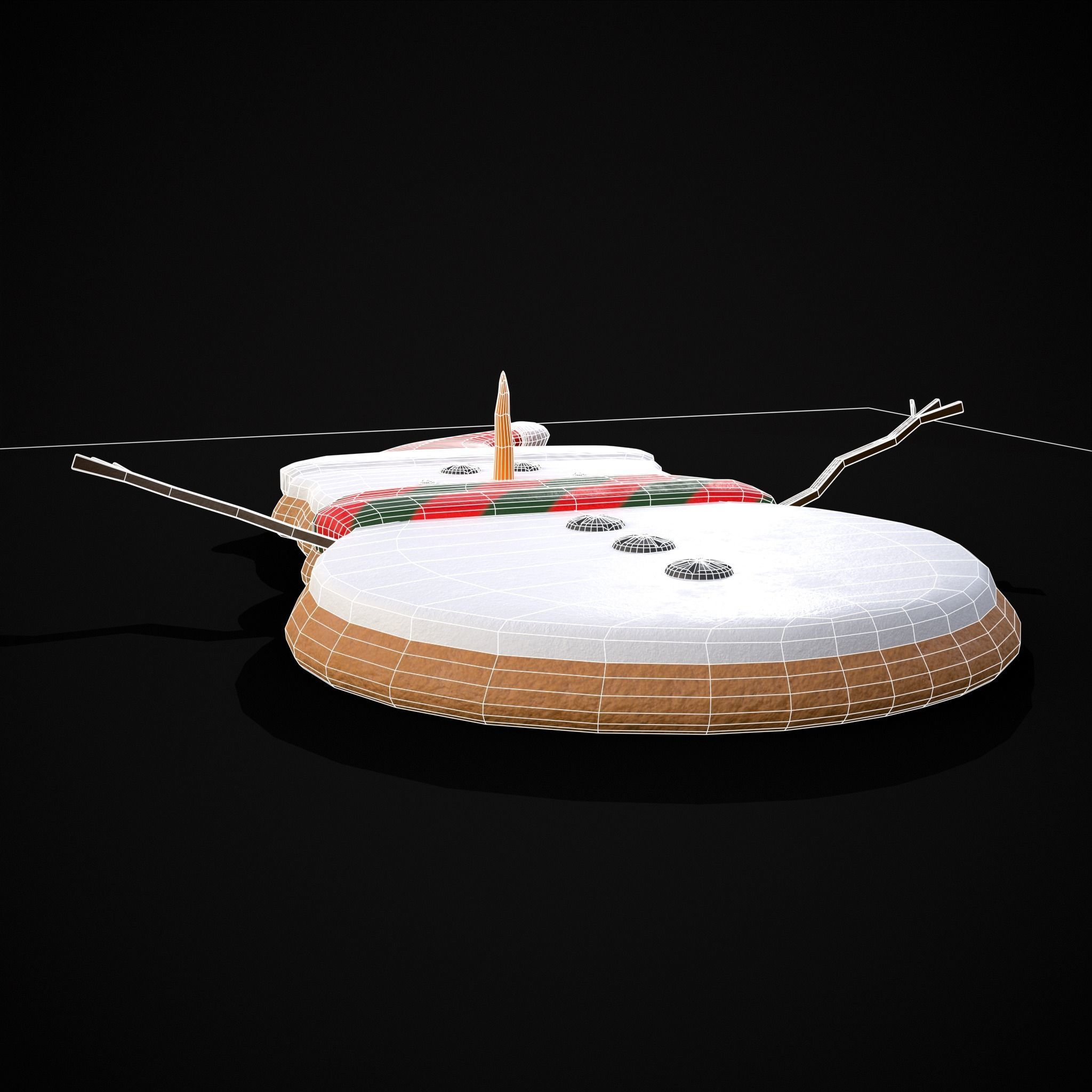 Adorable Snowman Christmas Cookie Low-poly 3D model_6