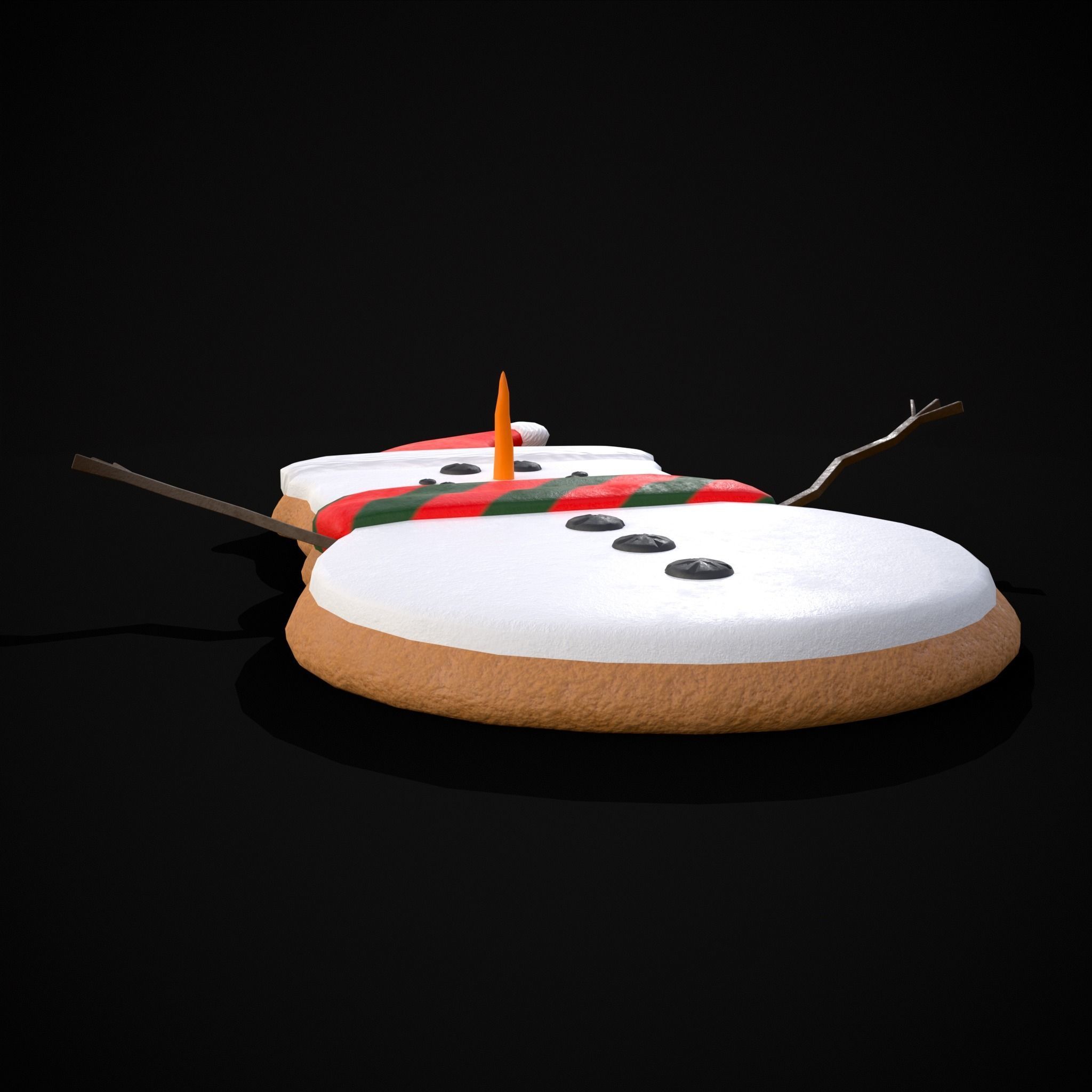 Adorable Snowman Christmas Cookie Low-poly 3D model_5
