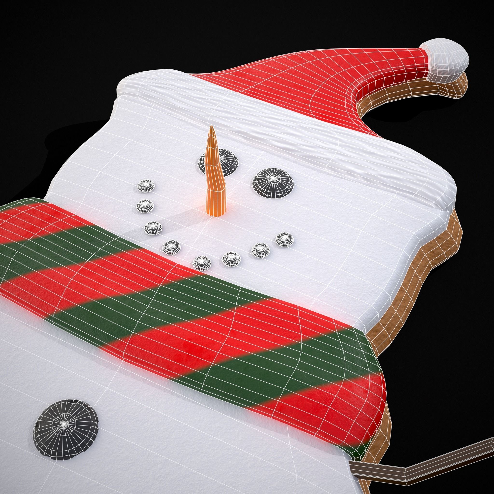 Adorable Snowman Christmas Cookie Low-poly 3D model_12