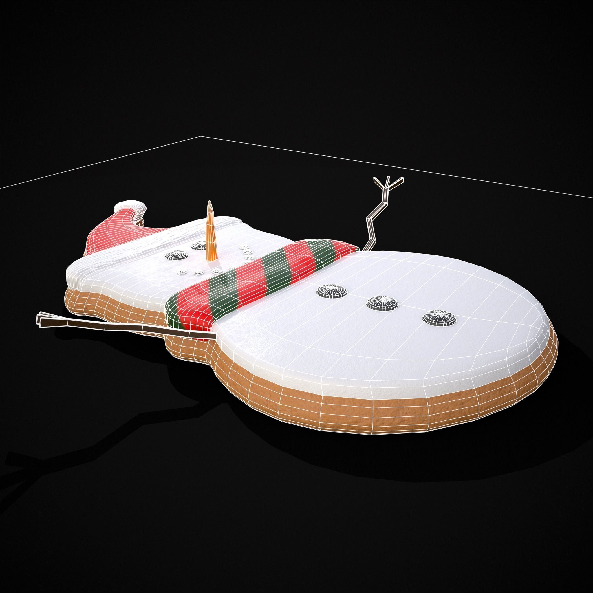 Adorable Snowman Christmas Cookie Low-poly 3D model_16