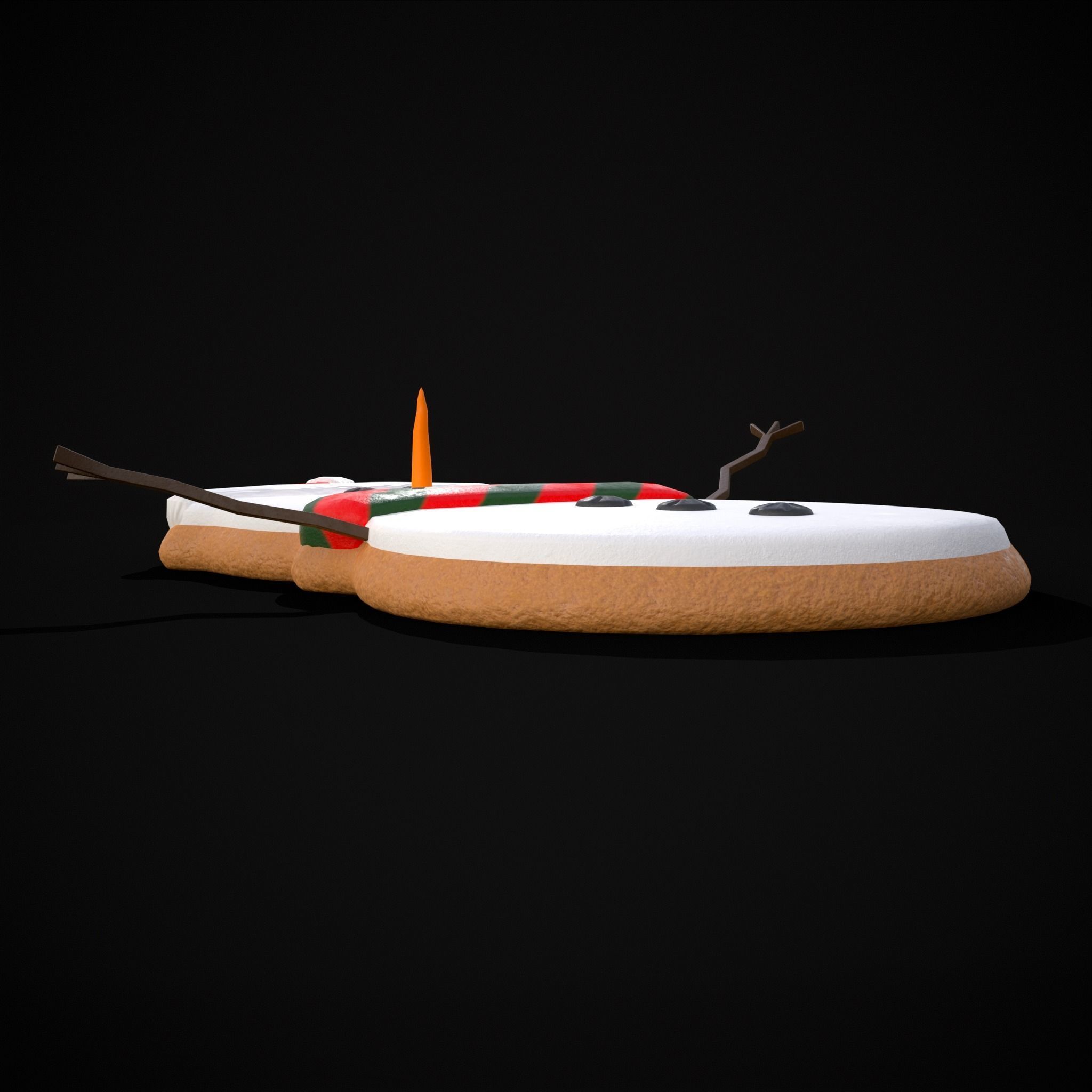 Adorable Snowman Christmas Cookie Low-poly 3D model_9