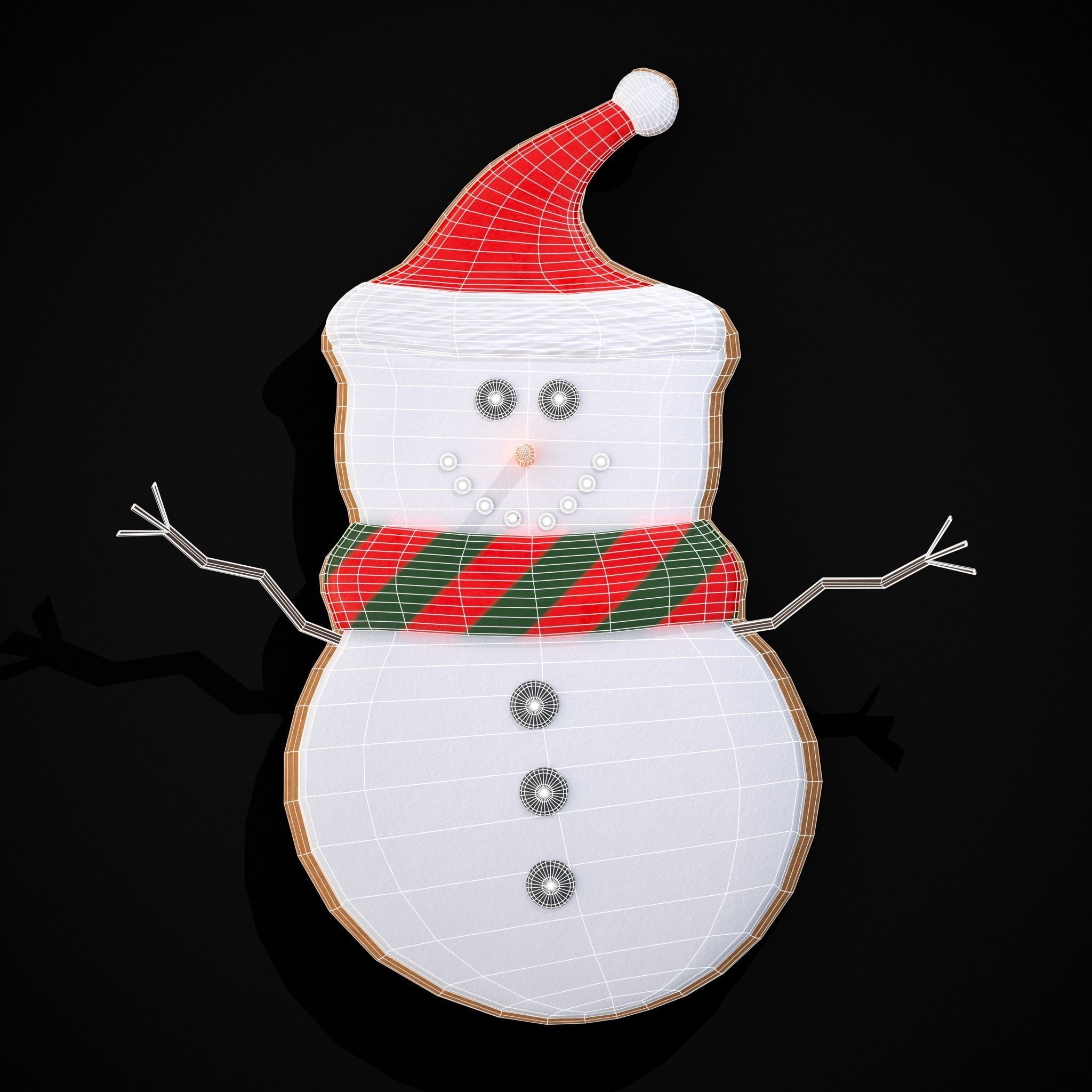 Adorable Snowman Christmas Cookie Low-poly 3D model_22