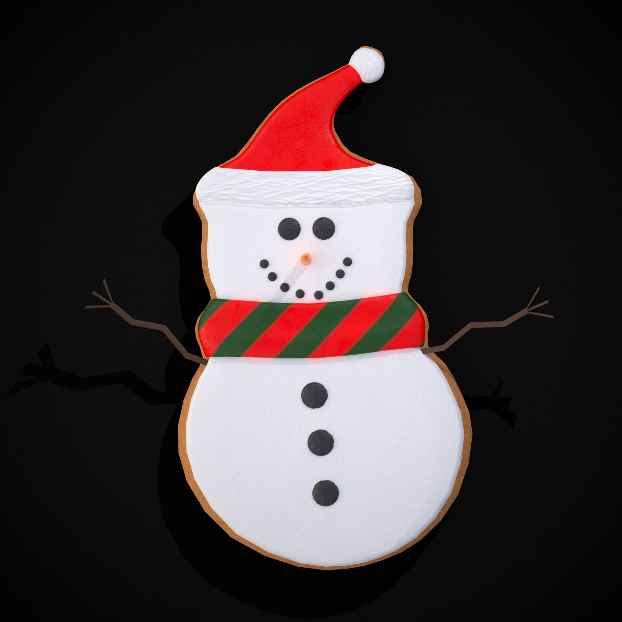 Adorable Snowman Christmas Cookie Low-poly 3D model_3
