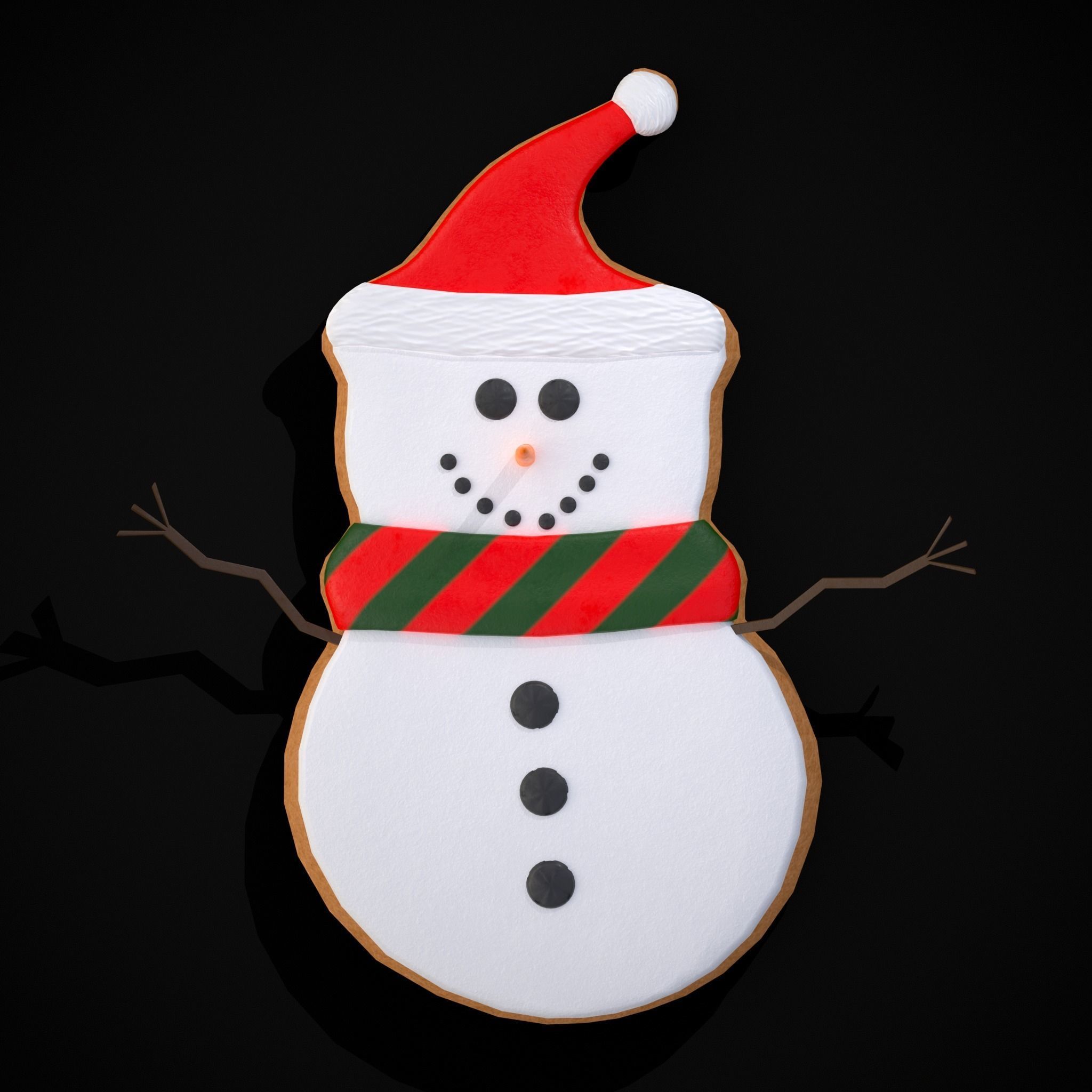Adorable Snowman Christmas Cookie Low-poly 3D model_21