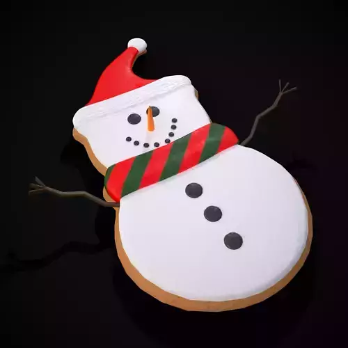 Adorable Snowman Christmas Cookie Low-poly 3D model