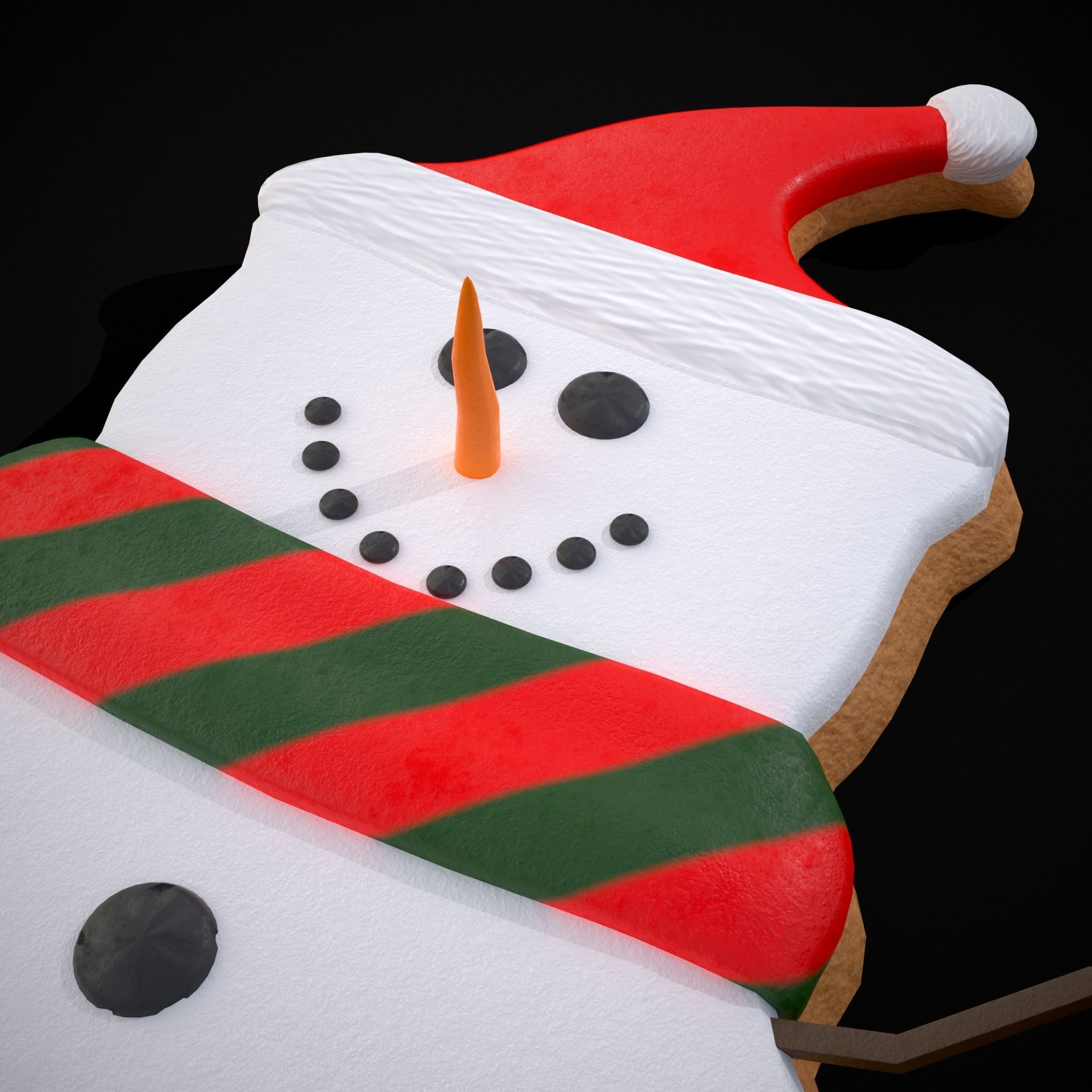 Adorable Snowman Christmas Cookie Low-poly 3D model_11