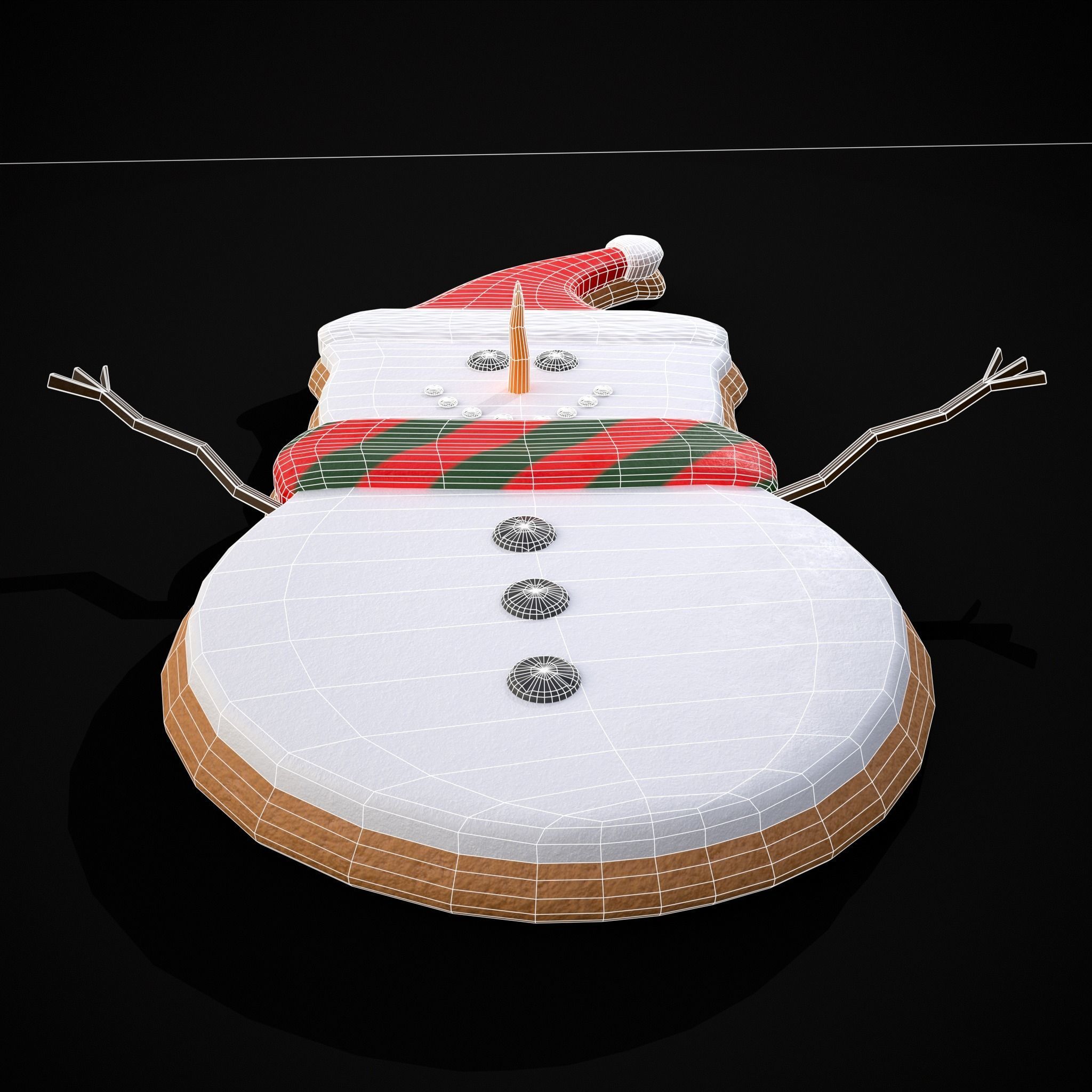 Adorable Snowman Christmas Cookie Low-poly 3D model_18