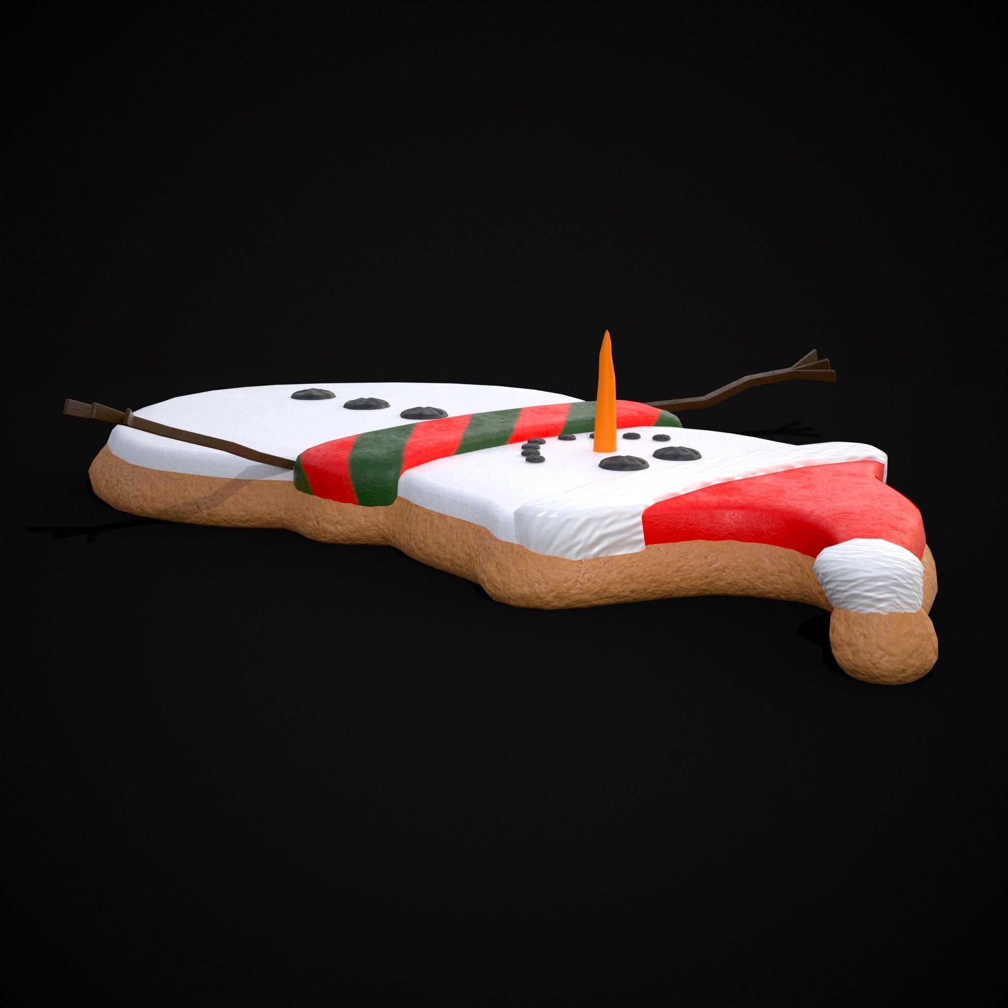 Adorable Snowman Christmas Cookie Low-poly 3D model_13