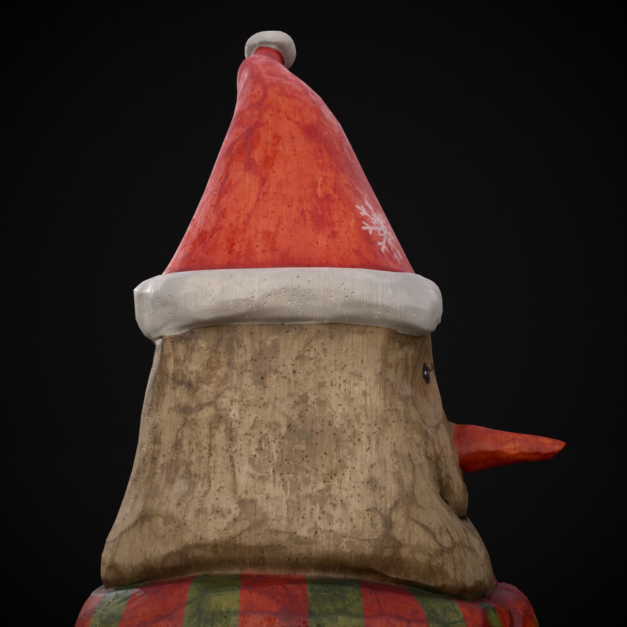 Hand Painted Wooden Snowman Ornament Low-poly 3D model_11