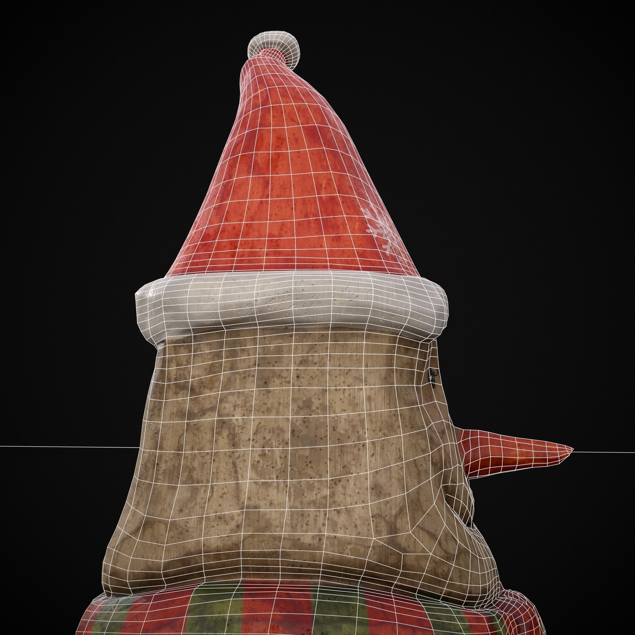 Hand Painted Wooden Snowman Ornament Low-poly 3D model_12