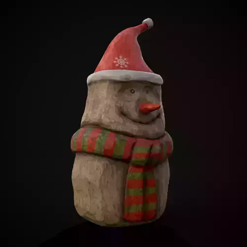 Hand Painted Wooden Snowman Ornament Low-poly 3D model