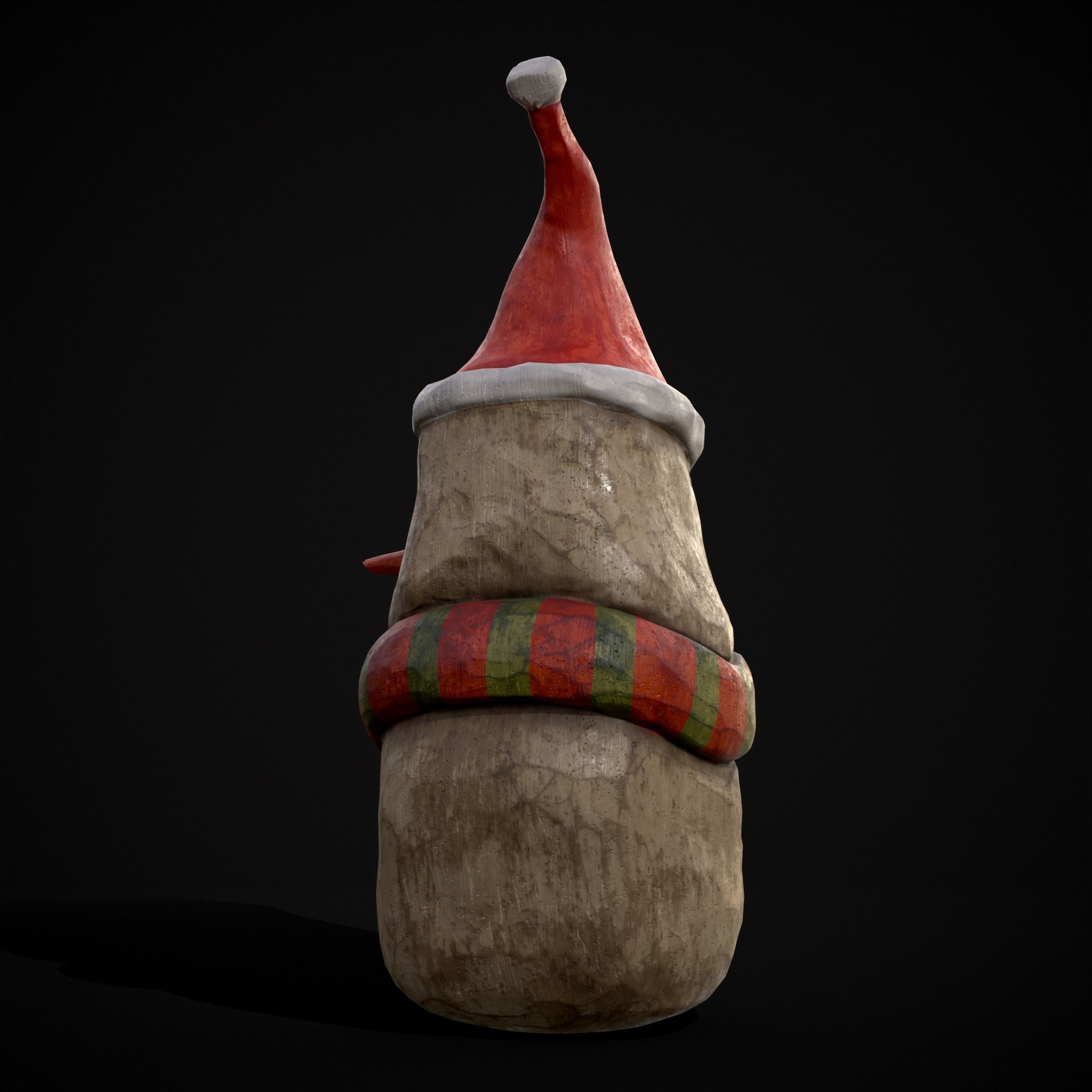 Hand Painted Wooden Snowman Ornament Low-poly 3D model_19