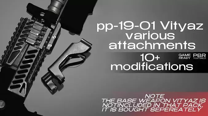 PP-19-01 Vityaz various attachments Low-poly 3D model