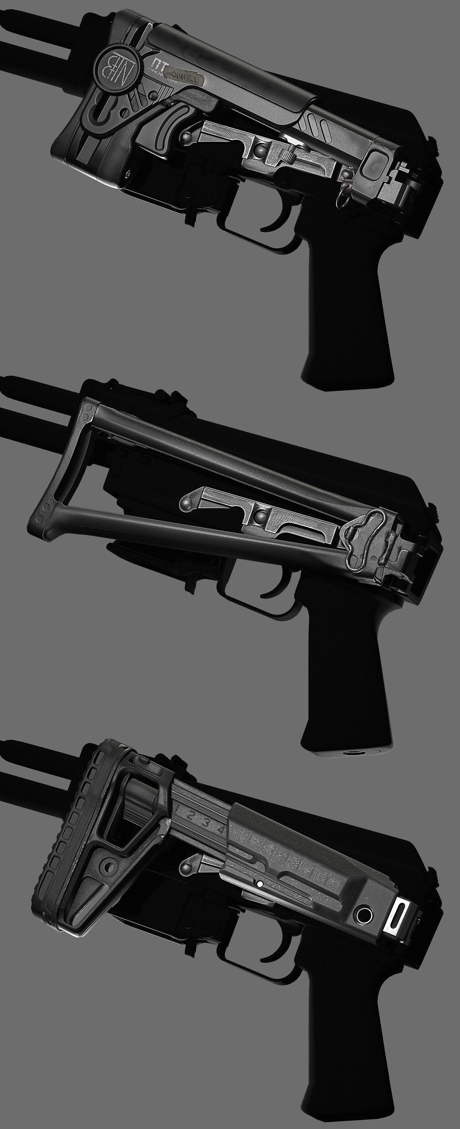 PP-19-01 Vityaz various attachments Low-poly 3D model_1