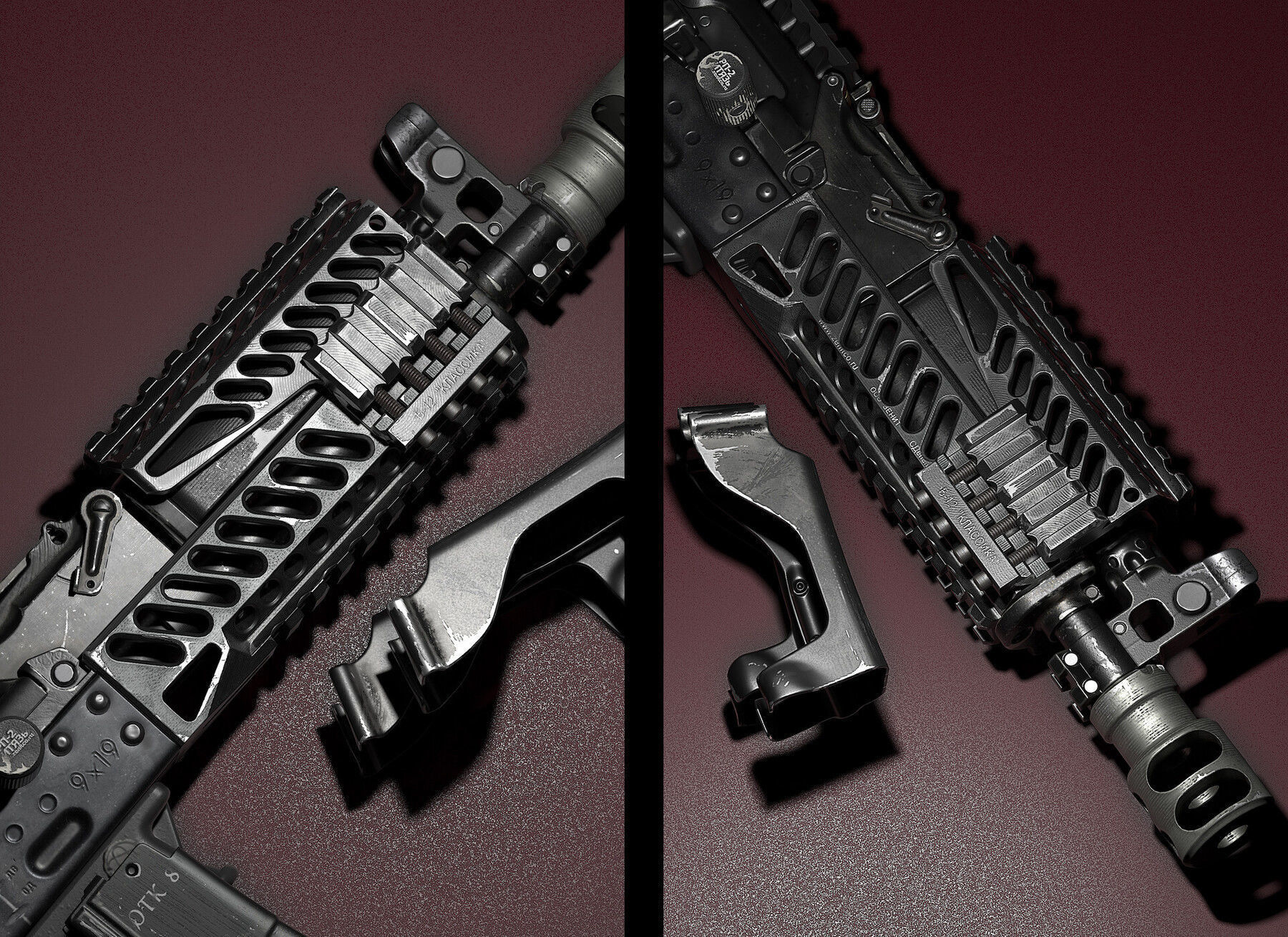 PP-19-01 Vityaz various attachments Low-poly 3D model_4