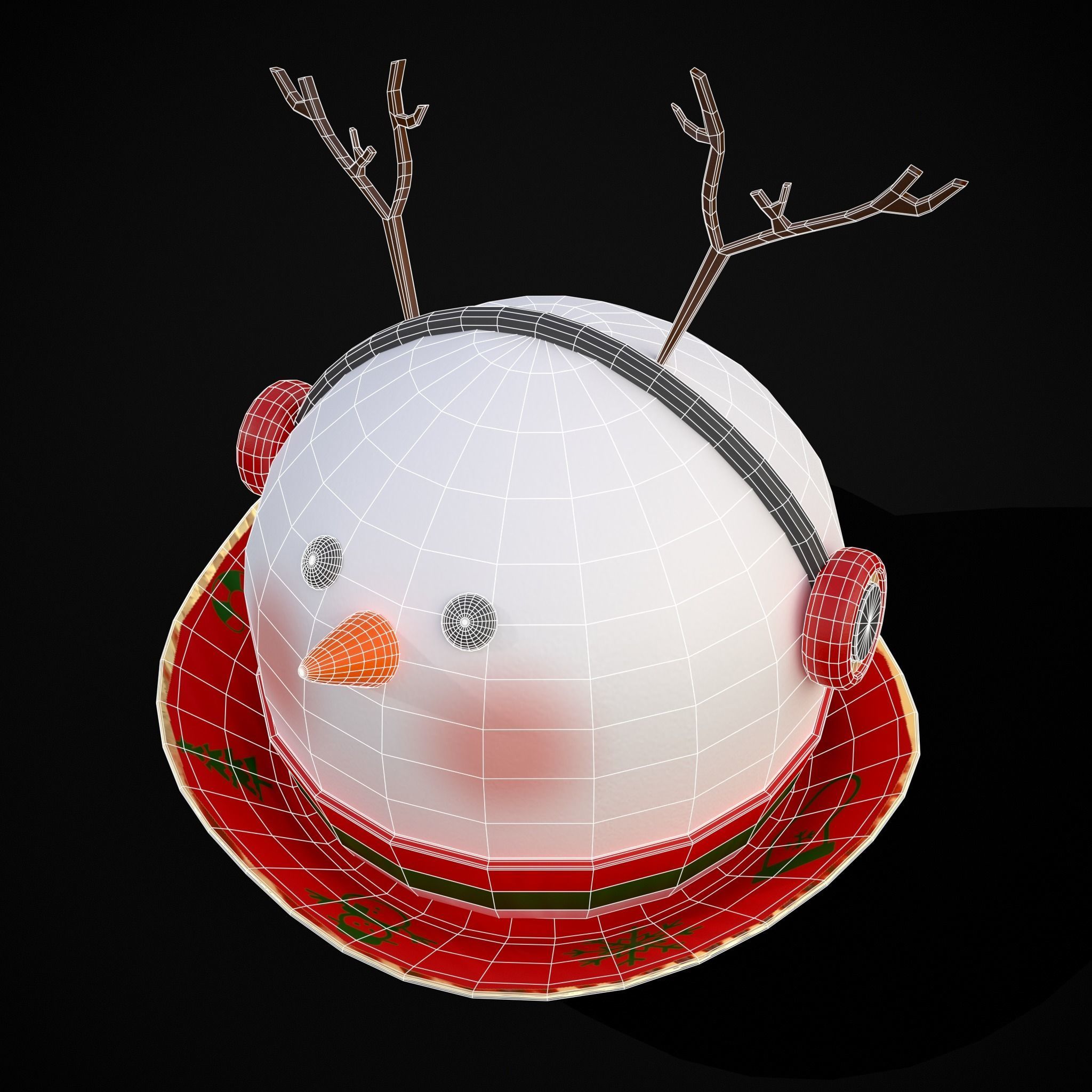 Four Mini Fondant Christmas Cakes Low-poly 3D model_32
