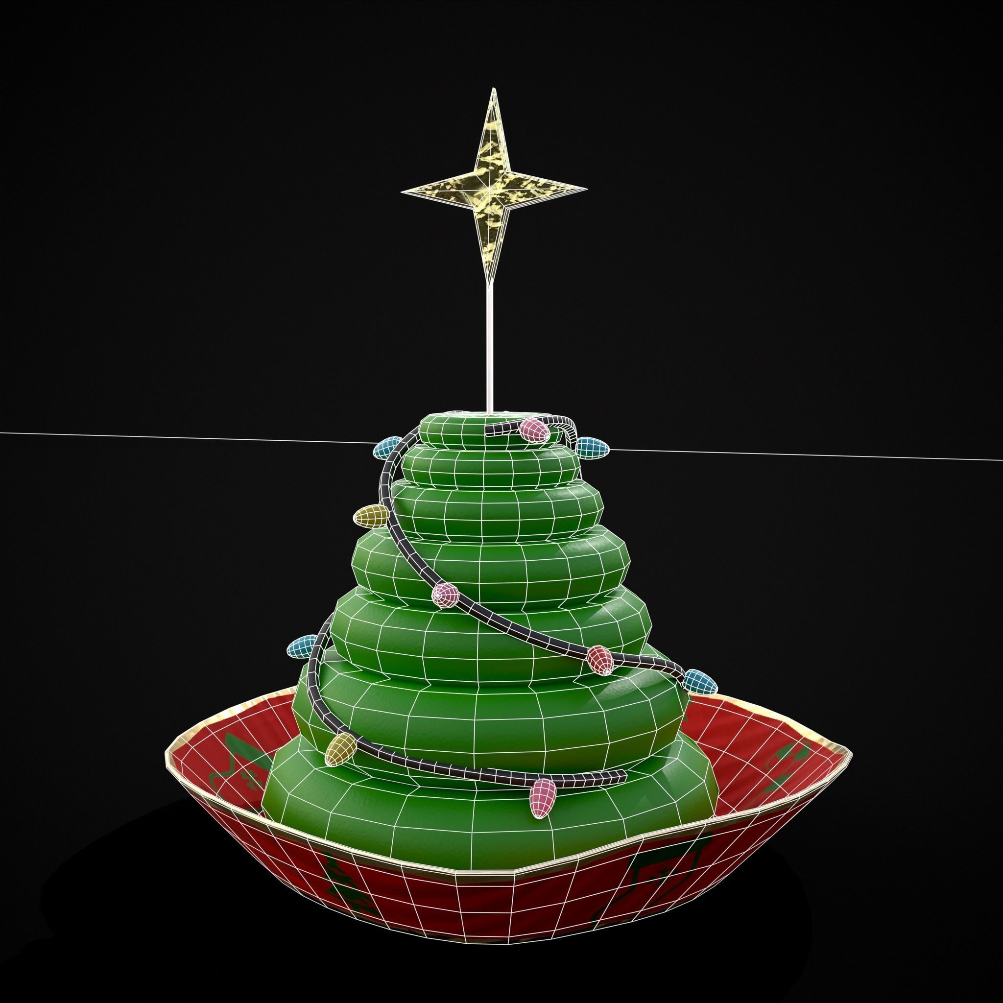 Four Mini Fondant Christmas Cakes Low-poly 3D model_10