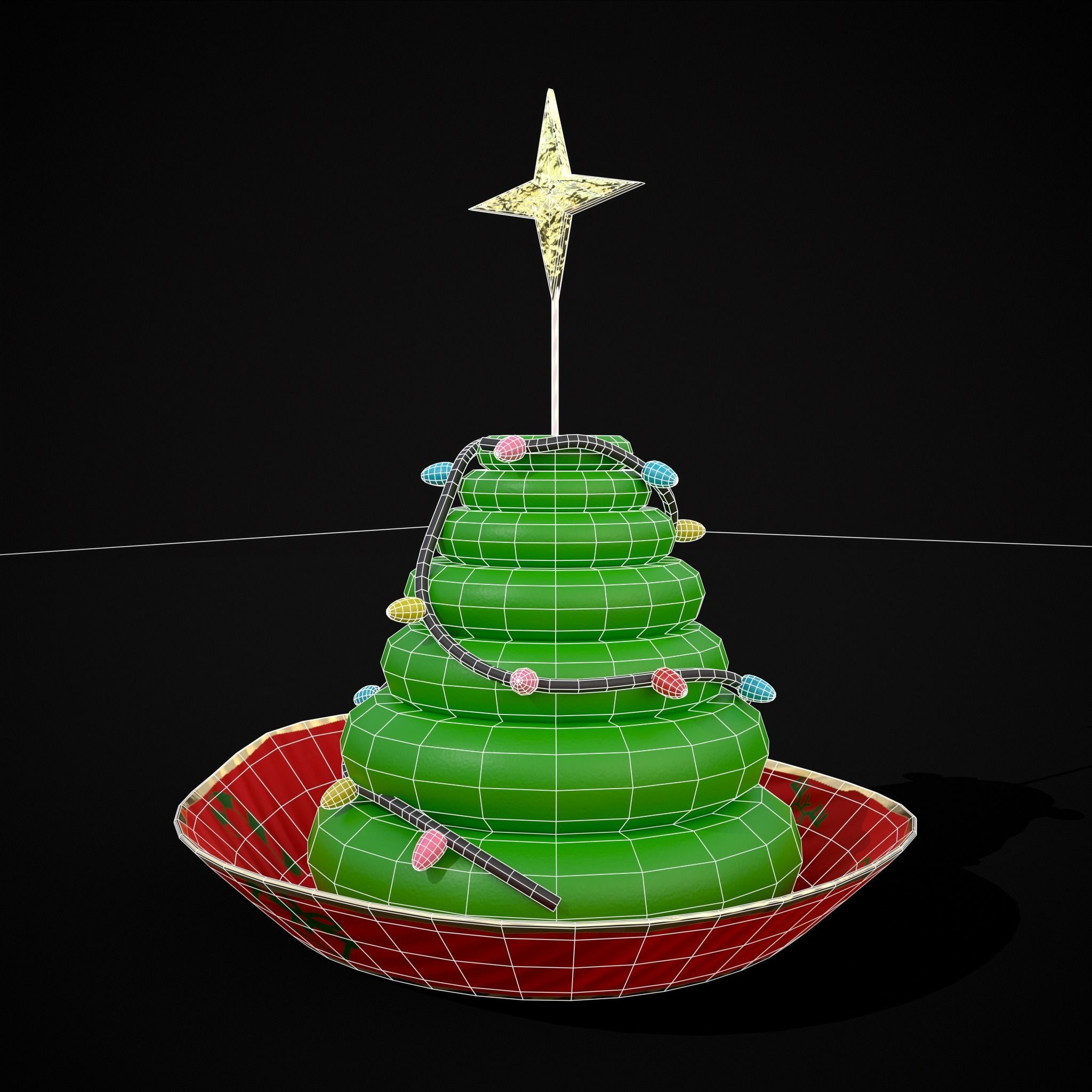 Four Mini Fondant Christmas Cakes Low-poly 3D model_8