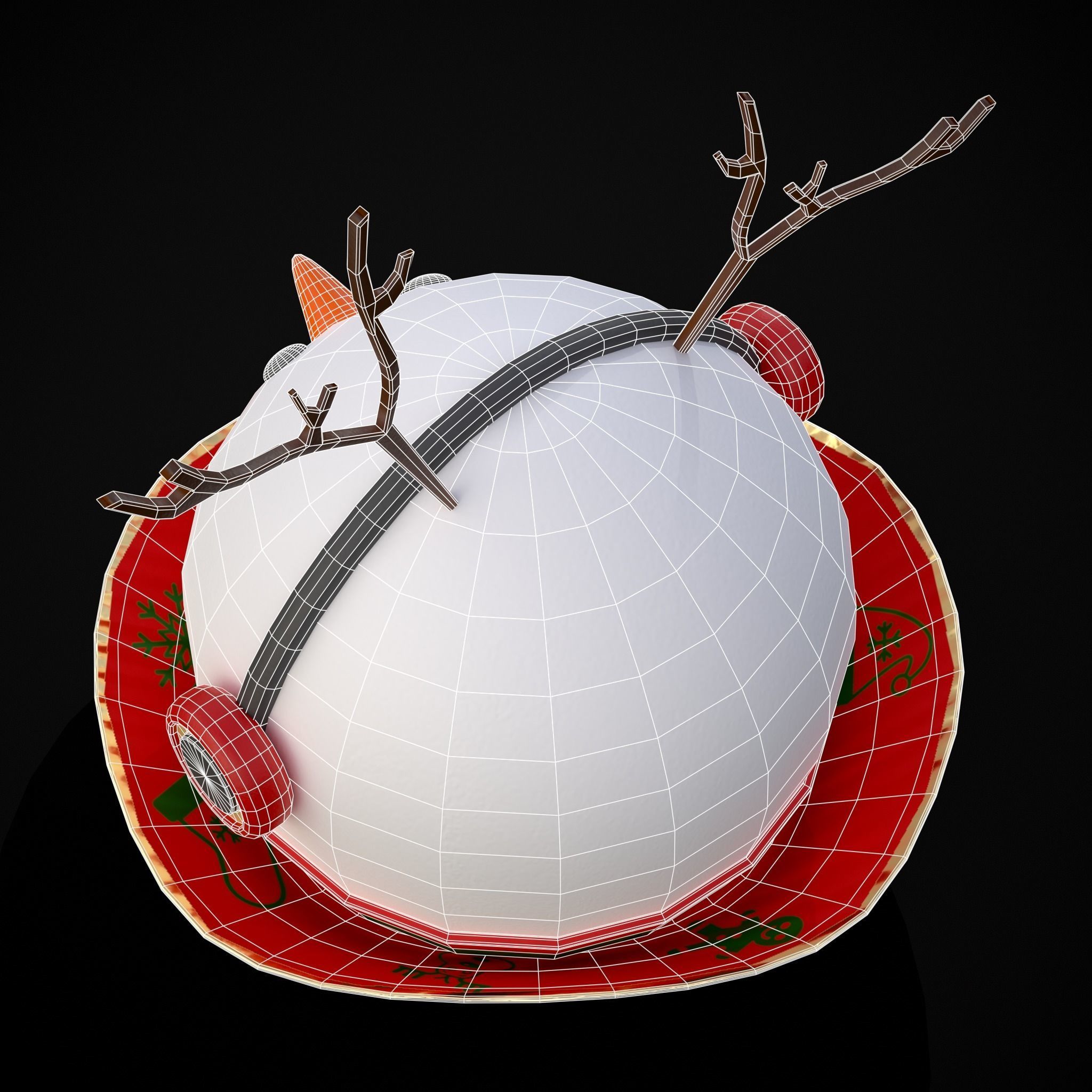 Four Mini Fondant Christmas Cakes Low-poly 3D model_36