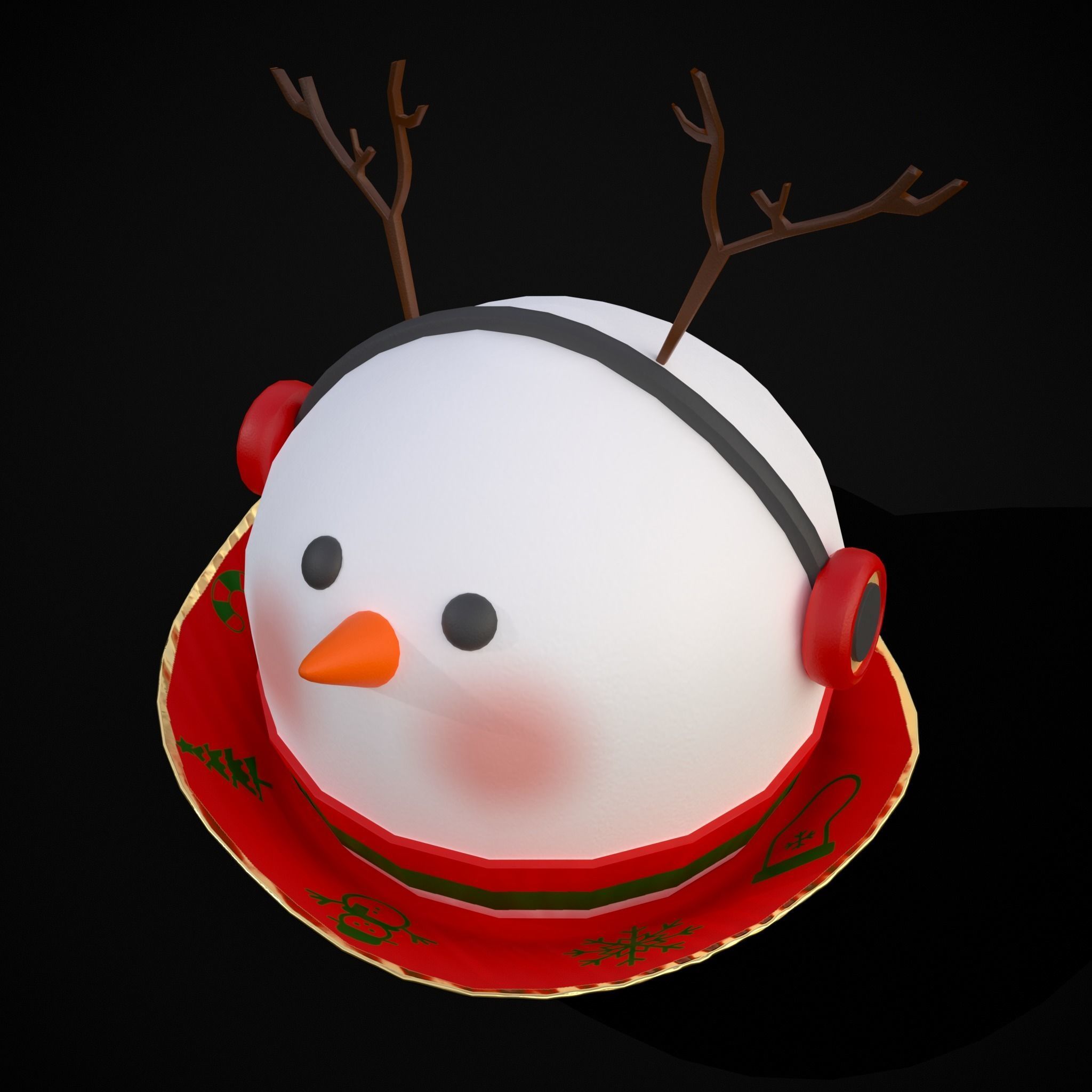 Four Mini Fondant Christmas Cakes Low-poly 3D model_31