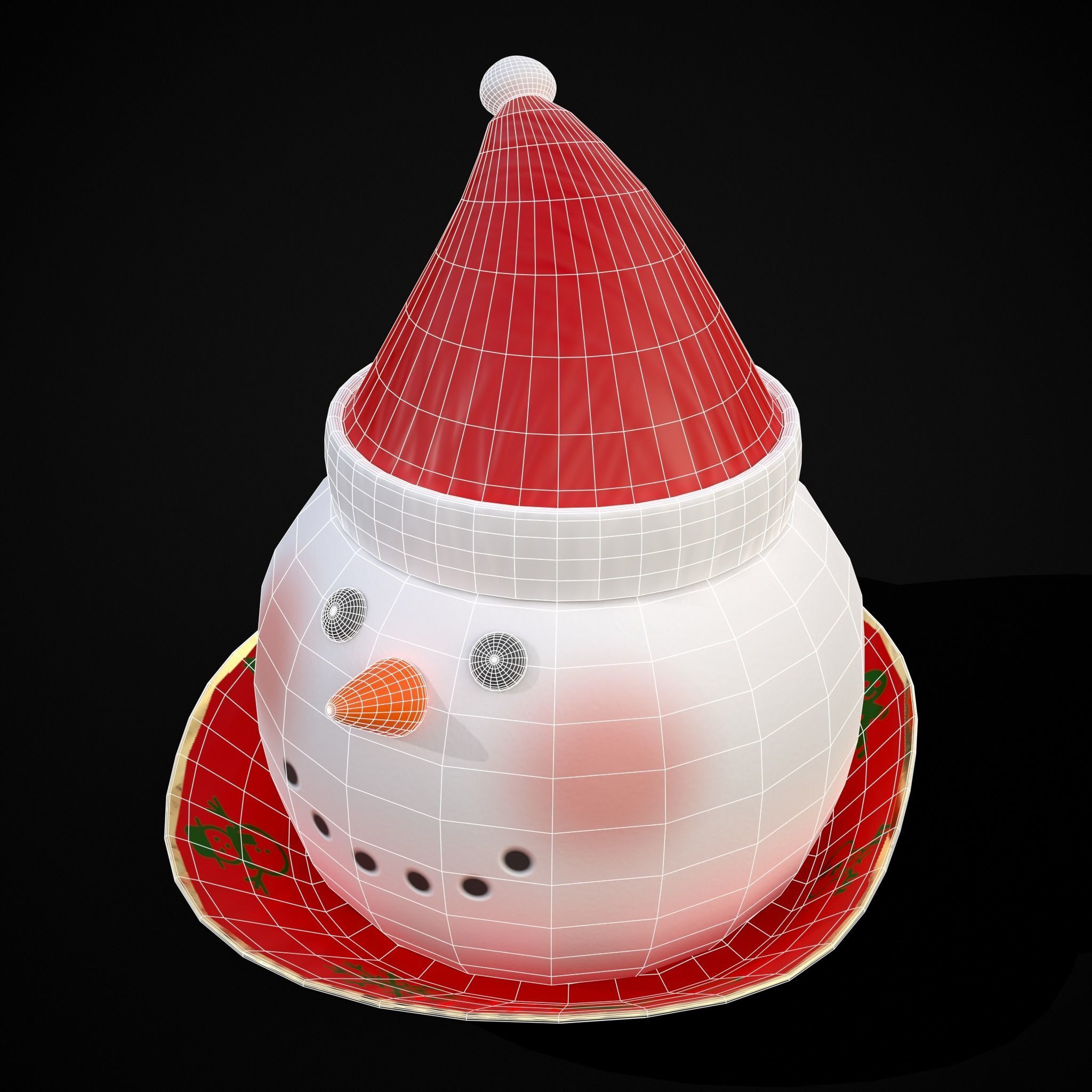 Four Mini Fondant Christmas Cakes Low-poly 3D model_18