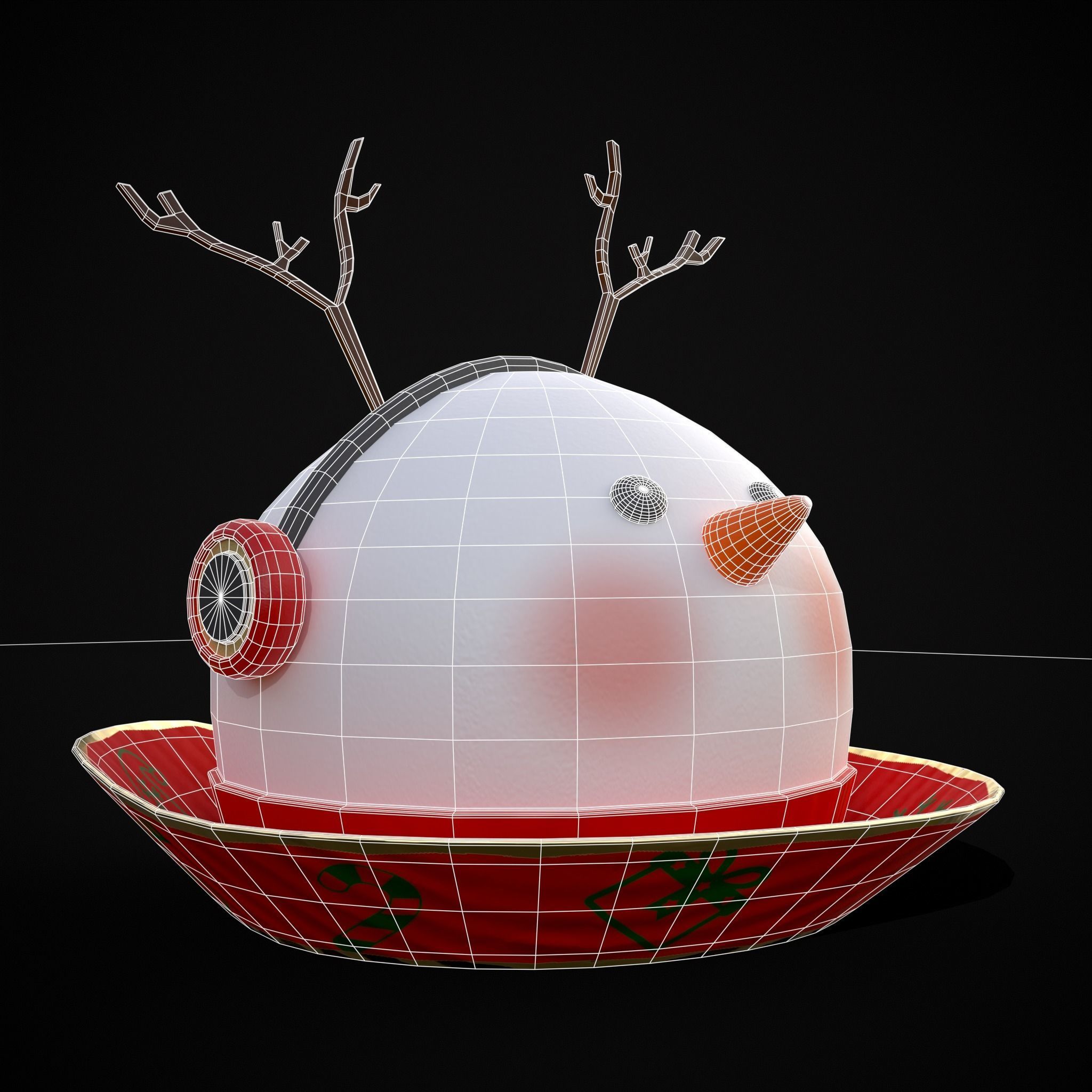 Four Mini Fondant Christmas Cakes Low-poly 3D model_34