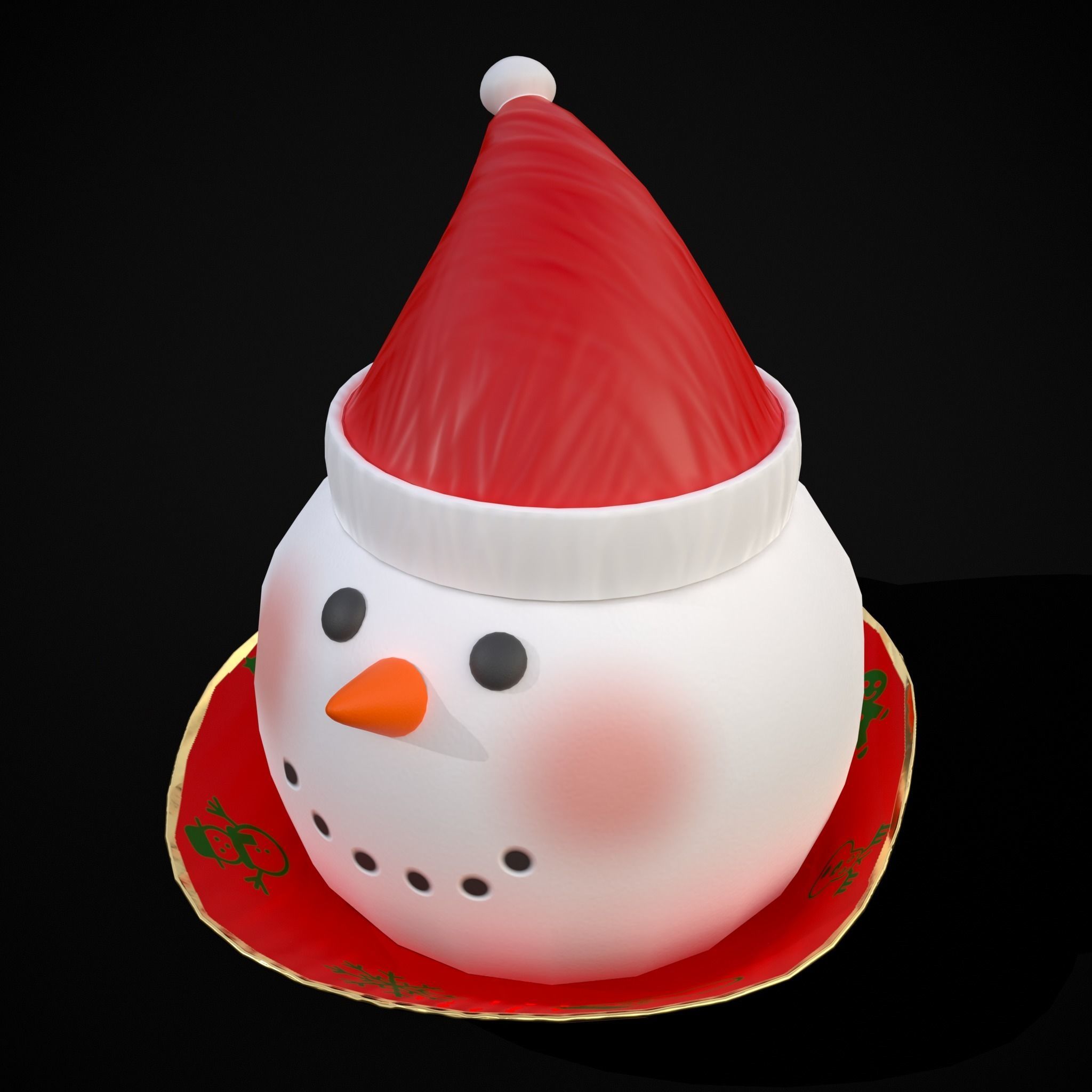 Four Mini Fondant Christmas Cakes Low-poly 3D model_17