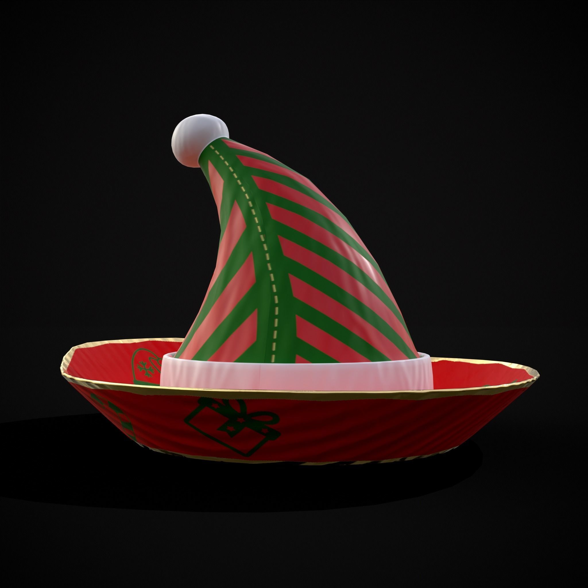 Four Mini Fondant Christmas Cakes Low-poly 3D model_25