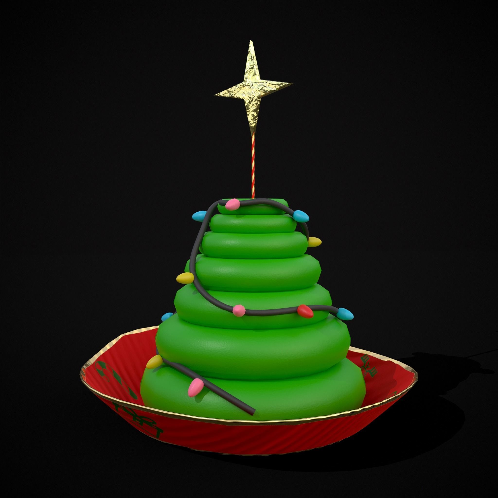 Four Mini Fondant Christmas Cakes Low-poly 3D model_7