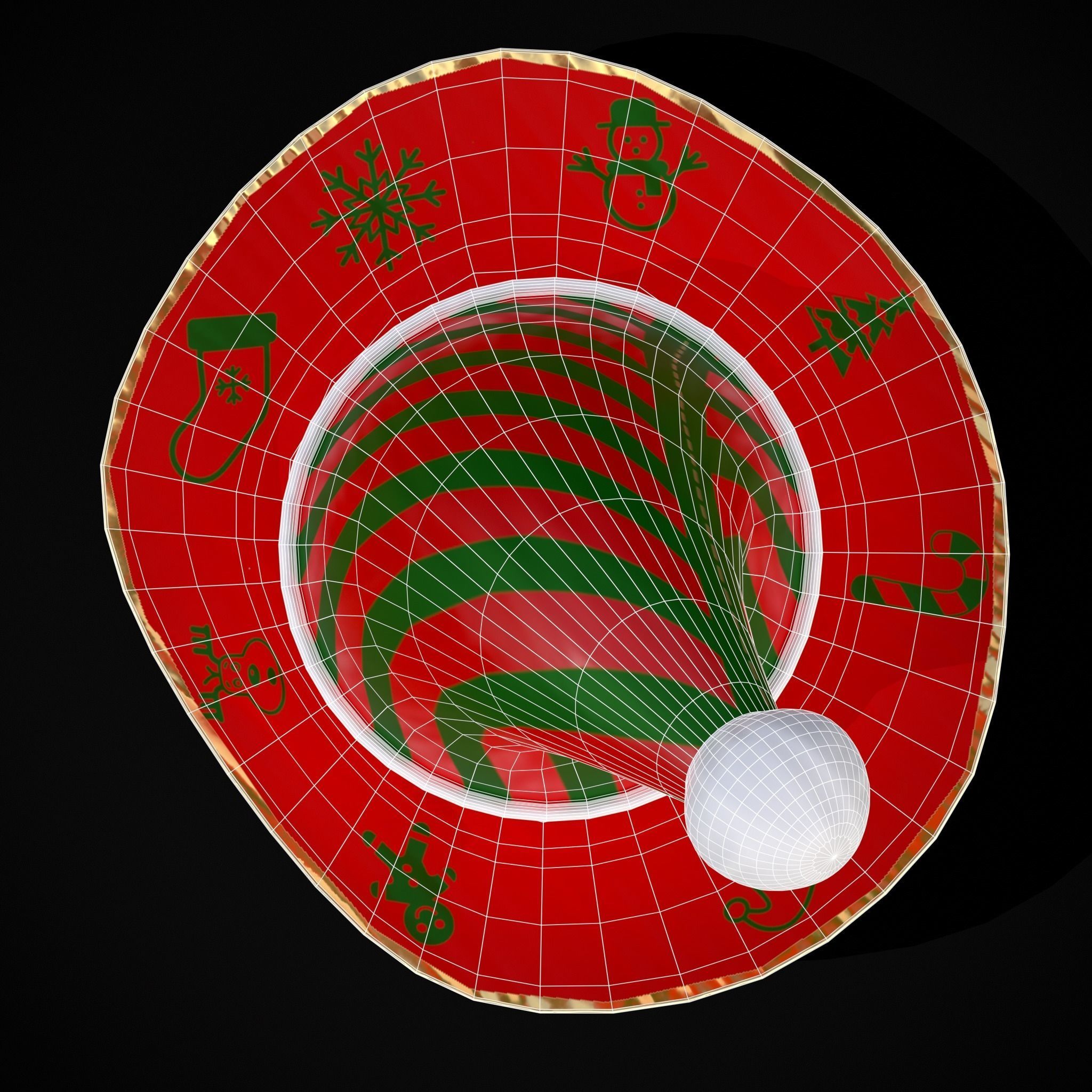 Four Mini Fondant Christmas Cakes Low-poly 3D model_30