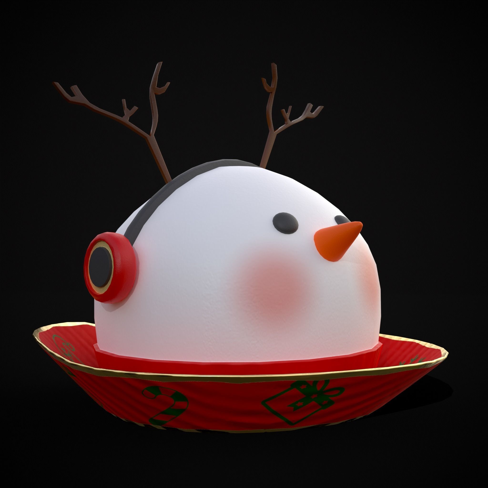Four Mini Fondant Christmas Cakes Low-poly 3D model_33