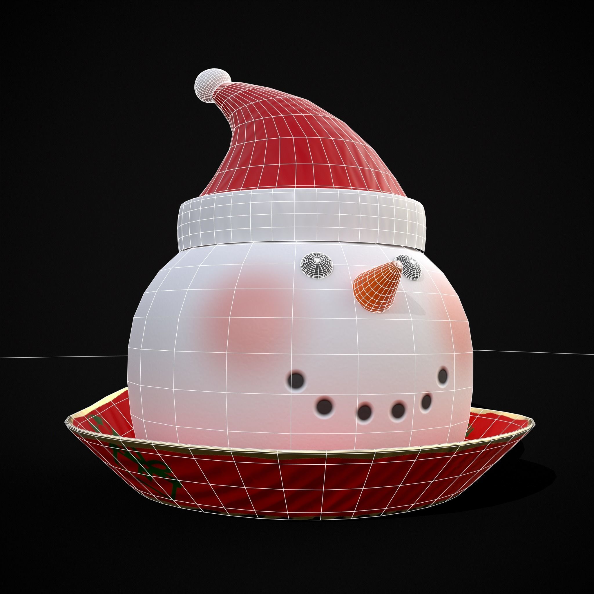 Four Mini Fondant Christmas Cakes Low-poly 3D model_16