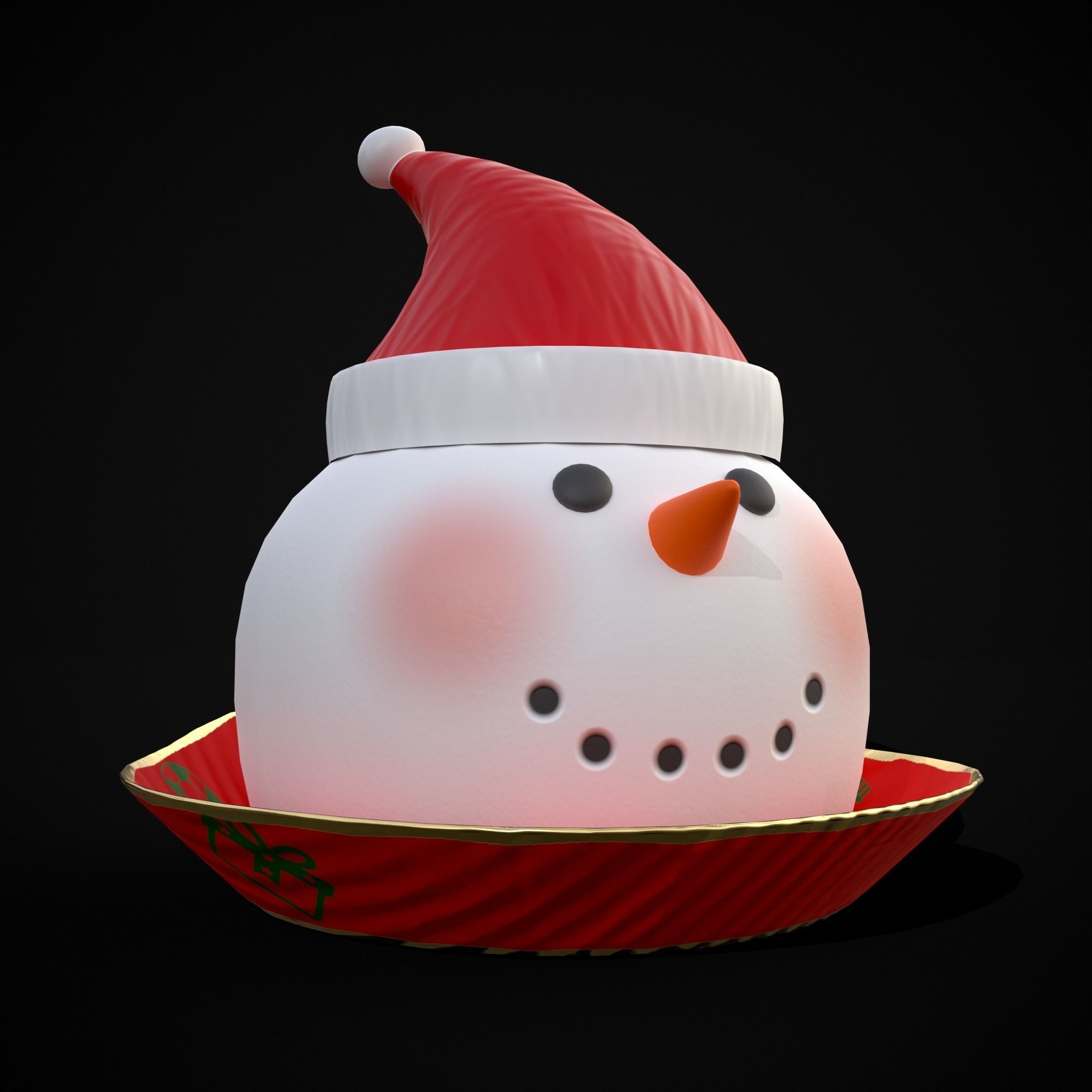 Four Mini Fondant Christmas Cakes Low-poly 3D model_15