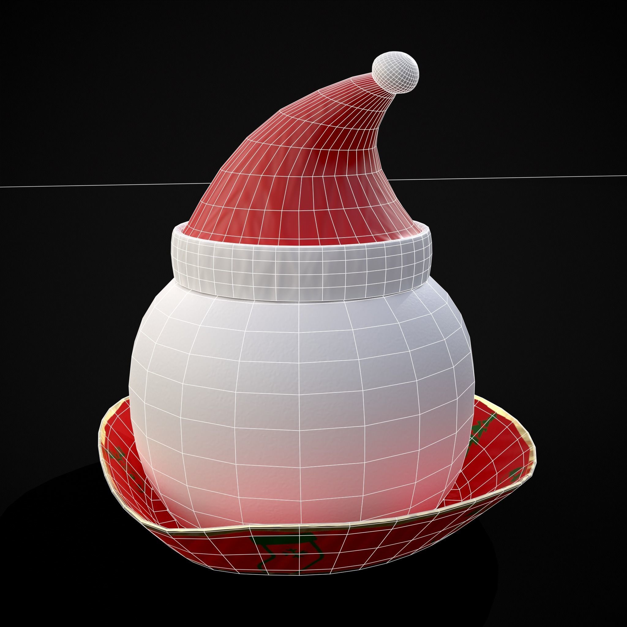 Four Mini Fondant Christmas Cakes Low-poly 3D model_20