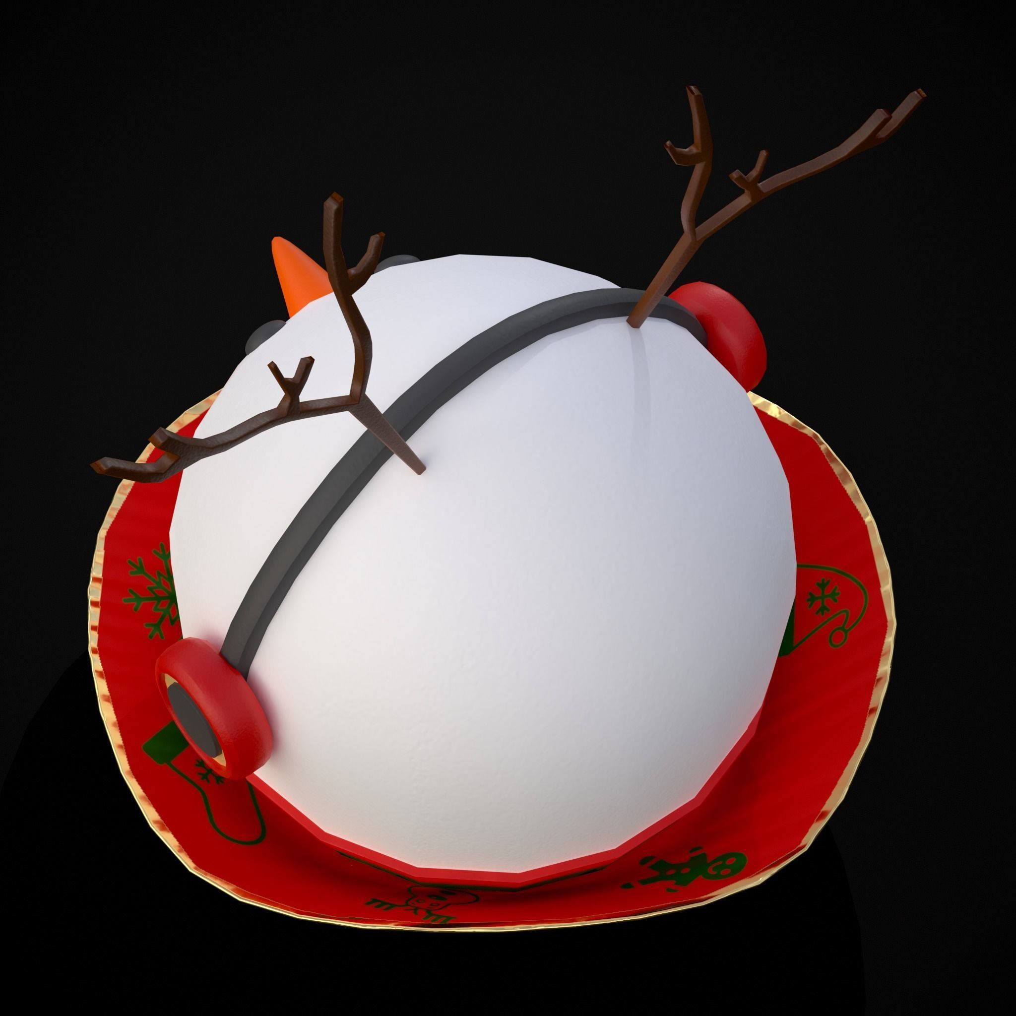 Four Mini Fondant Christmas Cakes Low-poly 3D model_35
