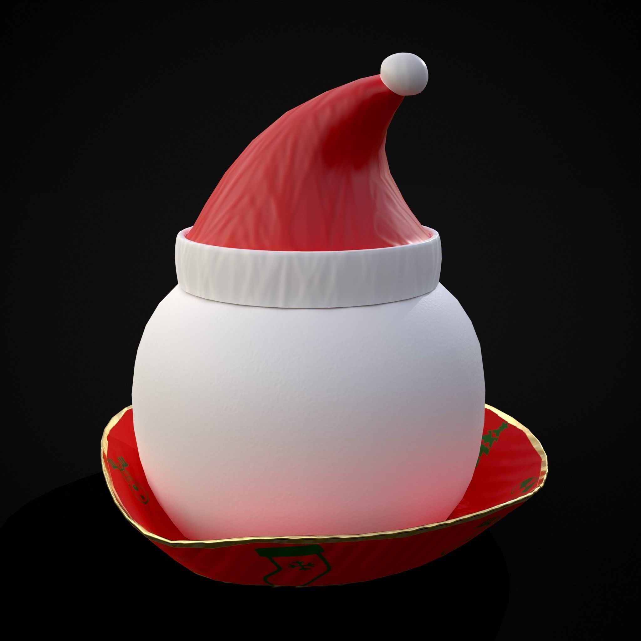 Four Mini Fondant Christmas Cakes Low-poly 3D model_19