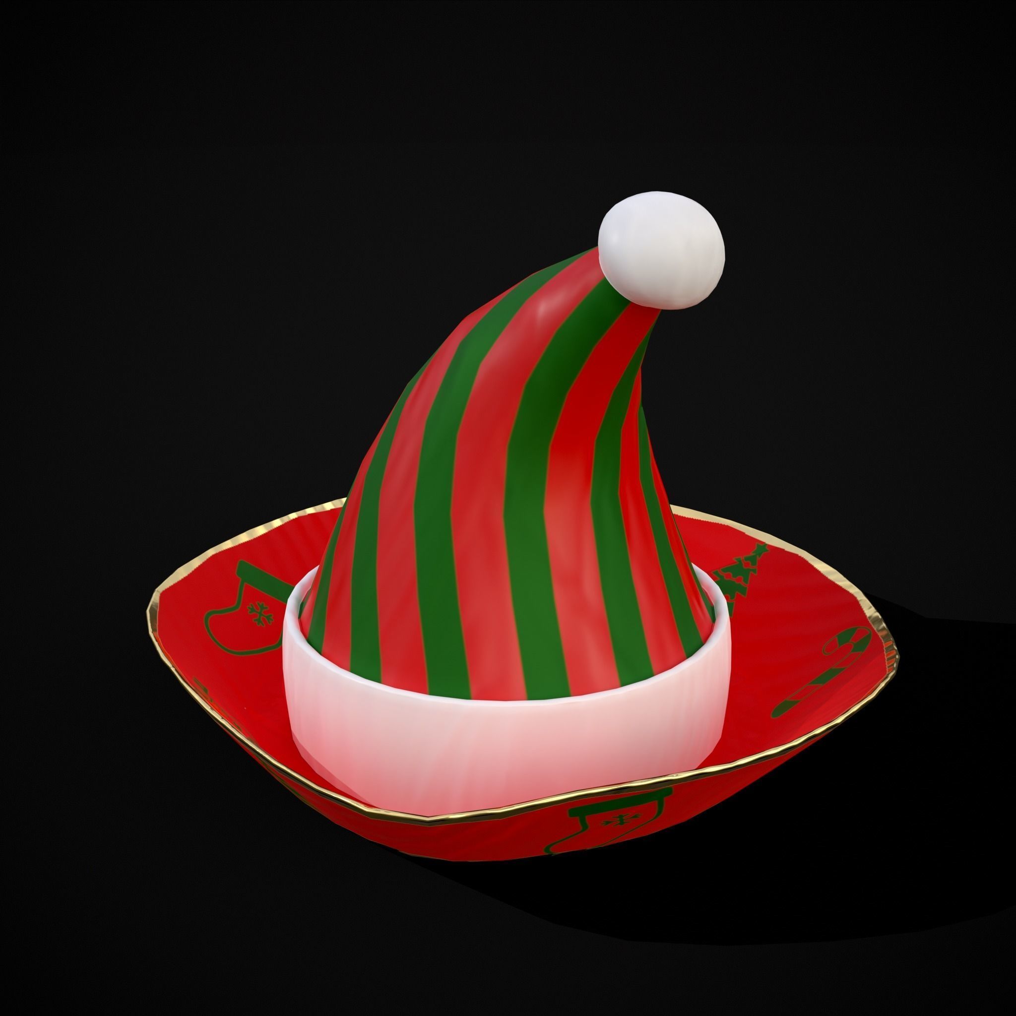 Four Mini Fondant Christmas Cakes Low-poly 3D model_27
