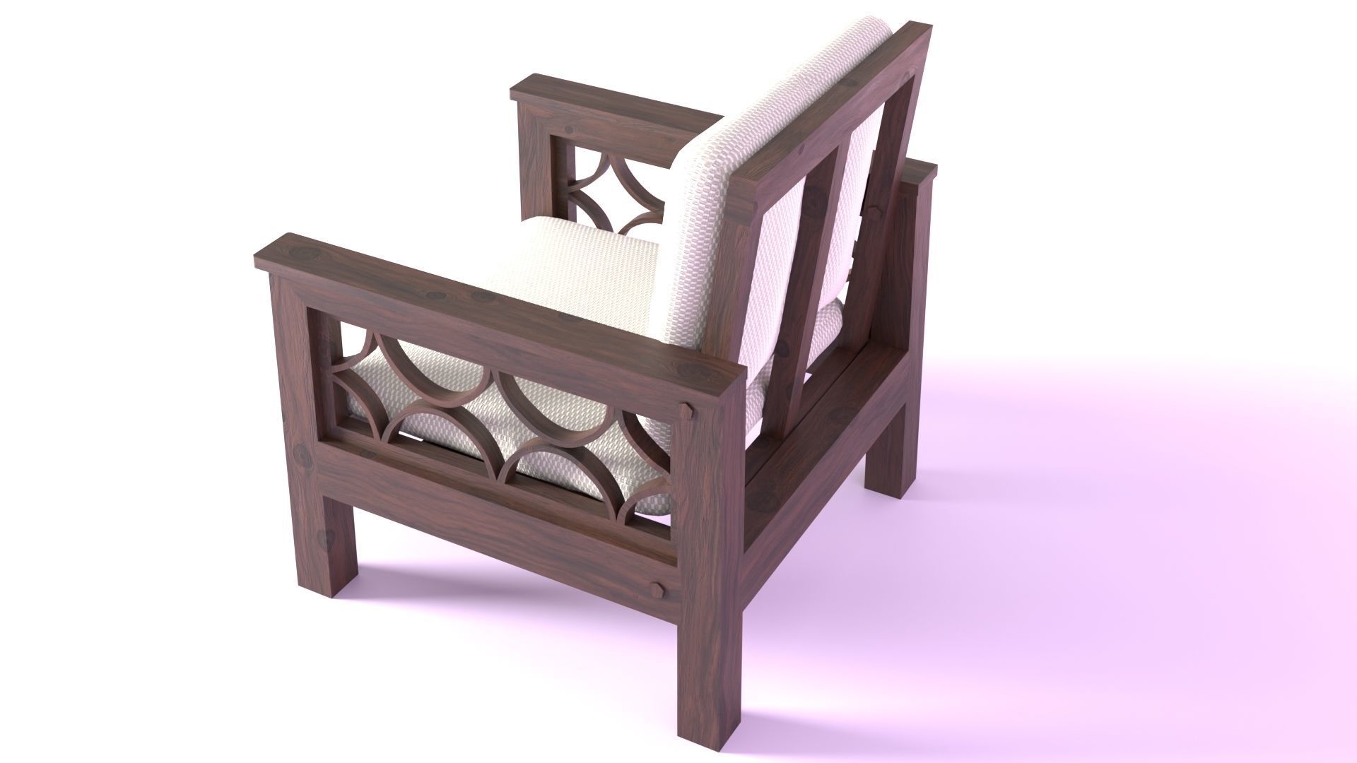 Arm Chair Low-poly 3D model_3