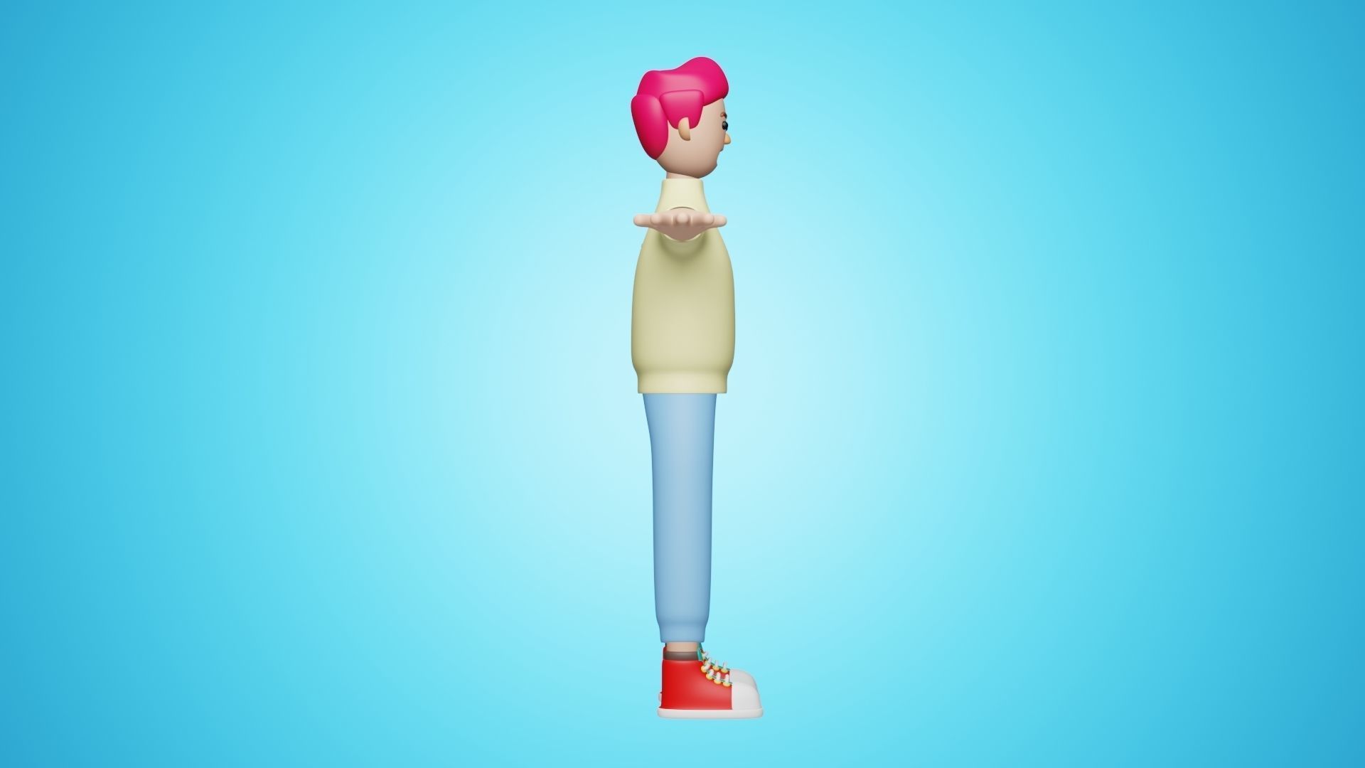 Man Wear Sweater and Sneakers 3D Cartoon Character Style 3D model_1