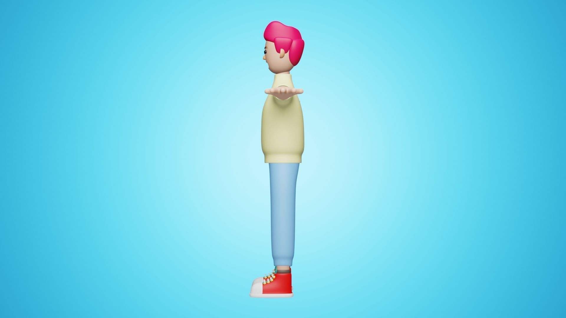 Man Wear Sweater and Sneakers 3D Cartoon Character Style 3D model_3