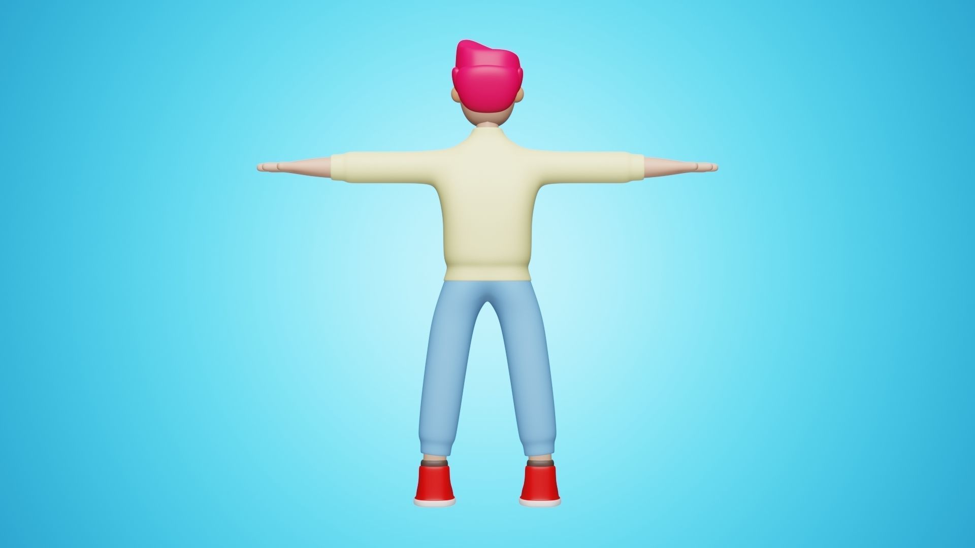 Man Wear Sweater and Sneakers 3D Cartoon Character Style 3D model_2