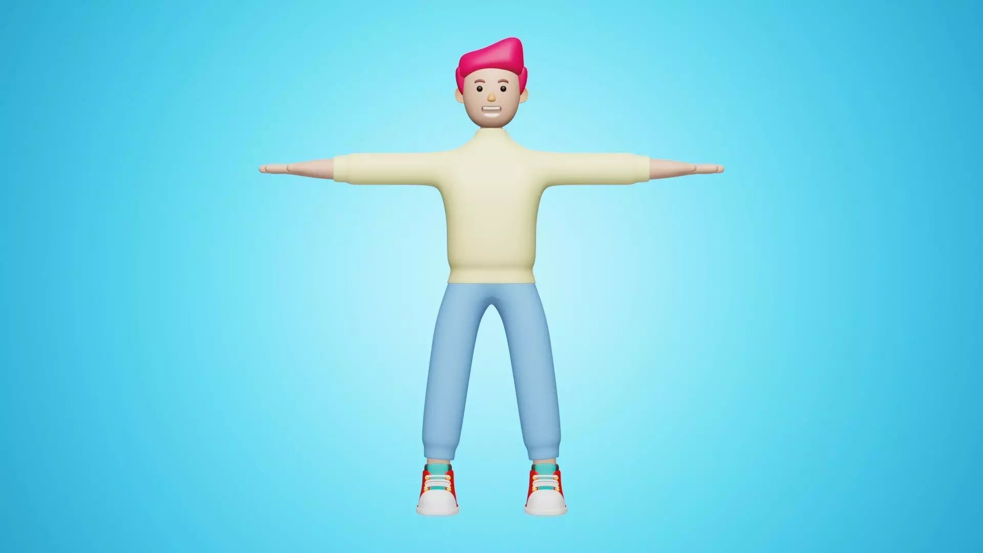 Man Wear Sweater and Sneakers 3D Cartoon Character Style 3D model_0