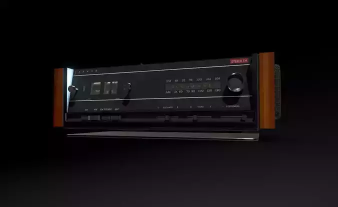 Retro Woodgrain Flip Clock Radio Low-poly 3D model